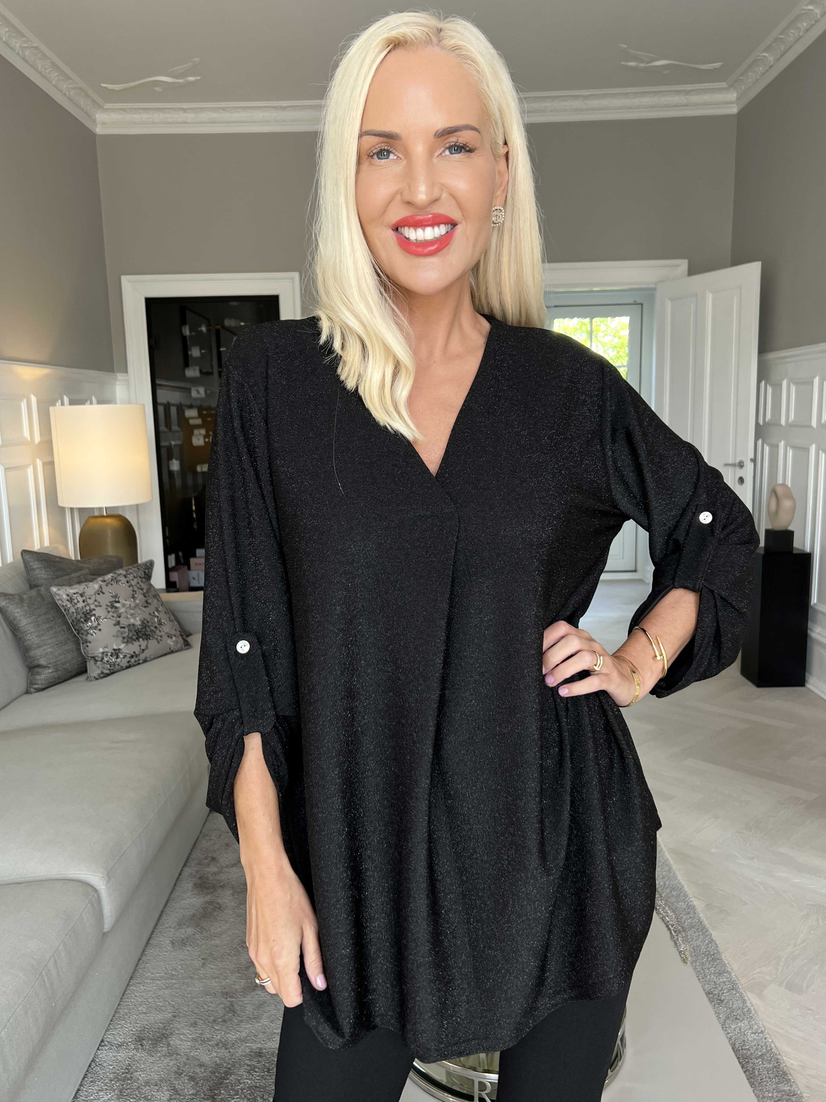 Larna Glitter - Tunika med glittertrådar och v-ringning