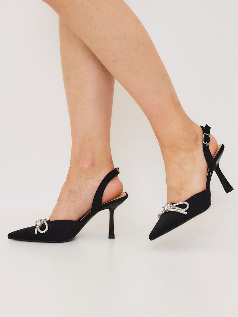 Lauren - Klassiska sandaletter med rosett av strass