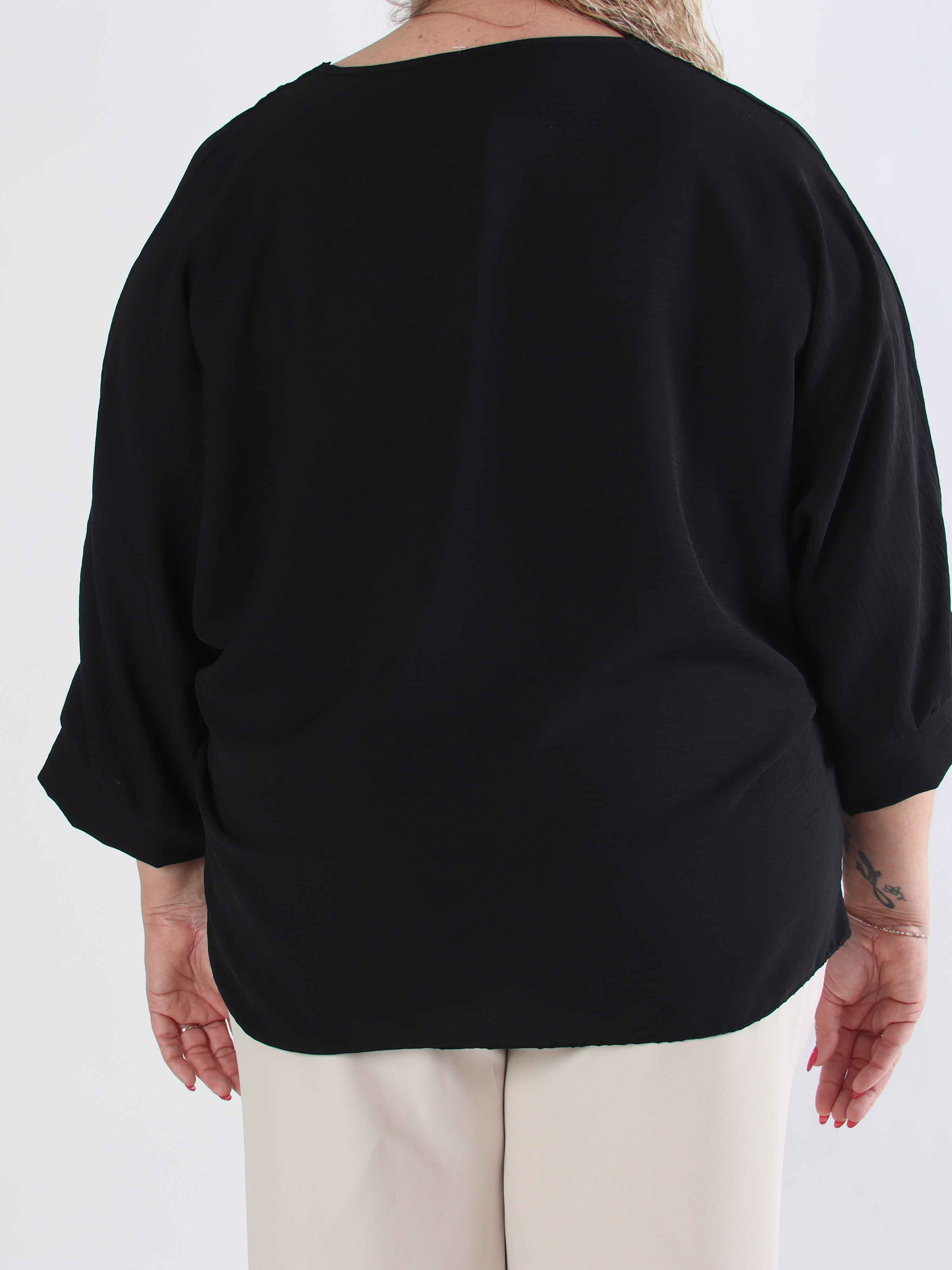 Leonora - Plus size-tunika med fladdermusärmar och spets