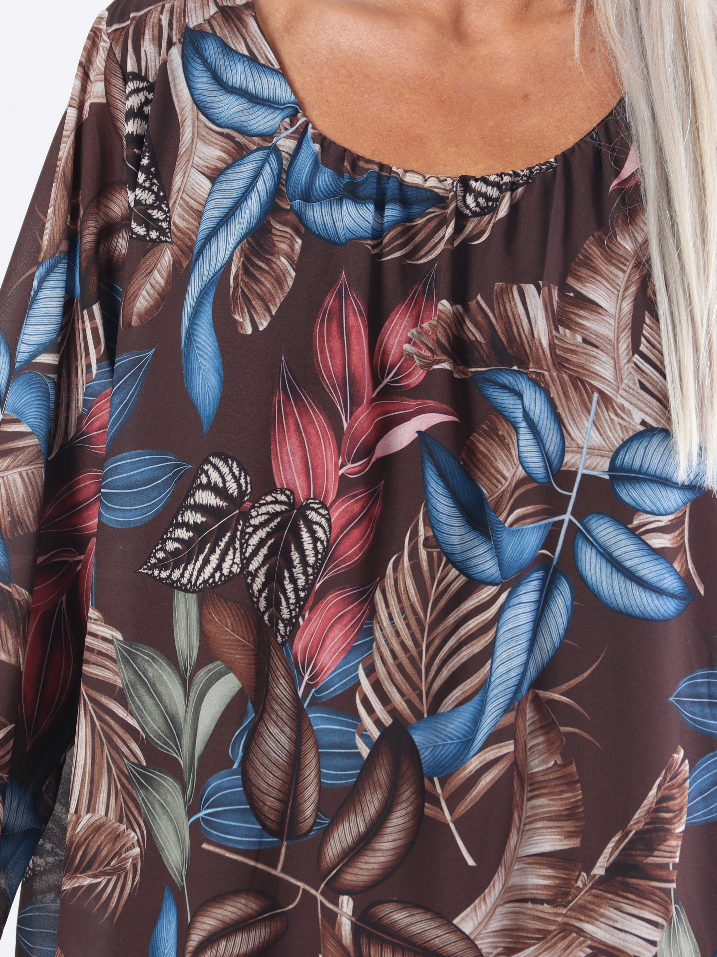 Lola - Söt tunikaklänning i plusstorlek med bladmönster