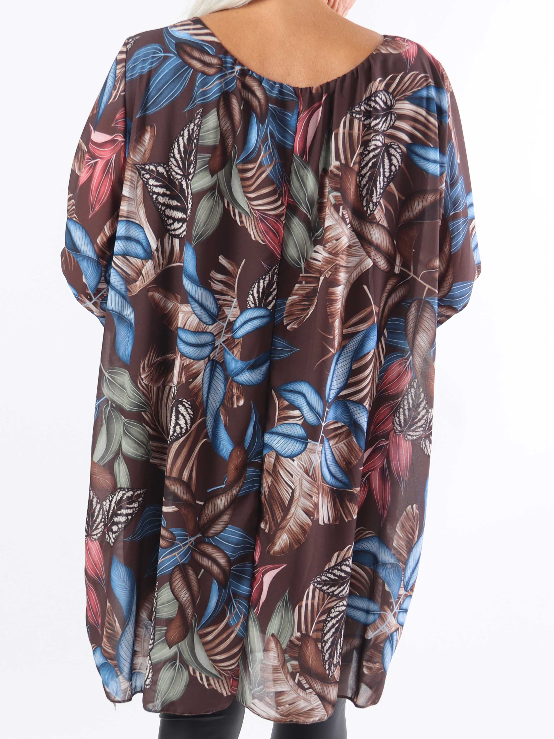 Lola - Söt tunikaklänning i plusstorlek med bladmönster