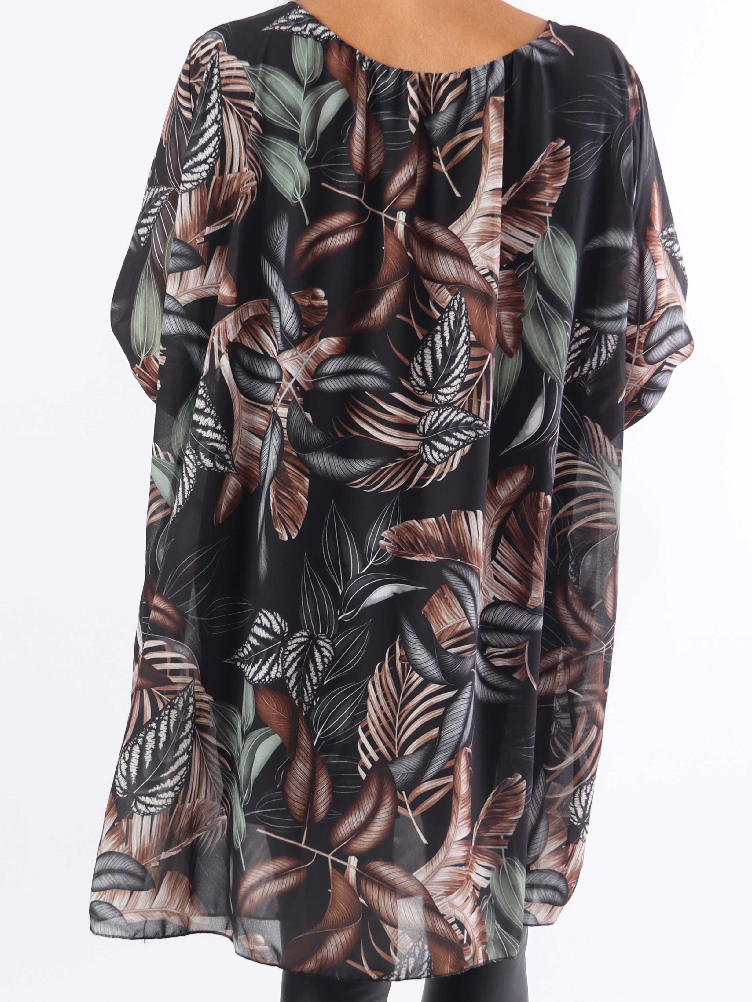 Lola - Söt tunikaklänning i plusstorlek med bladmönster