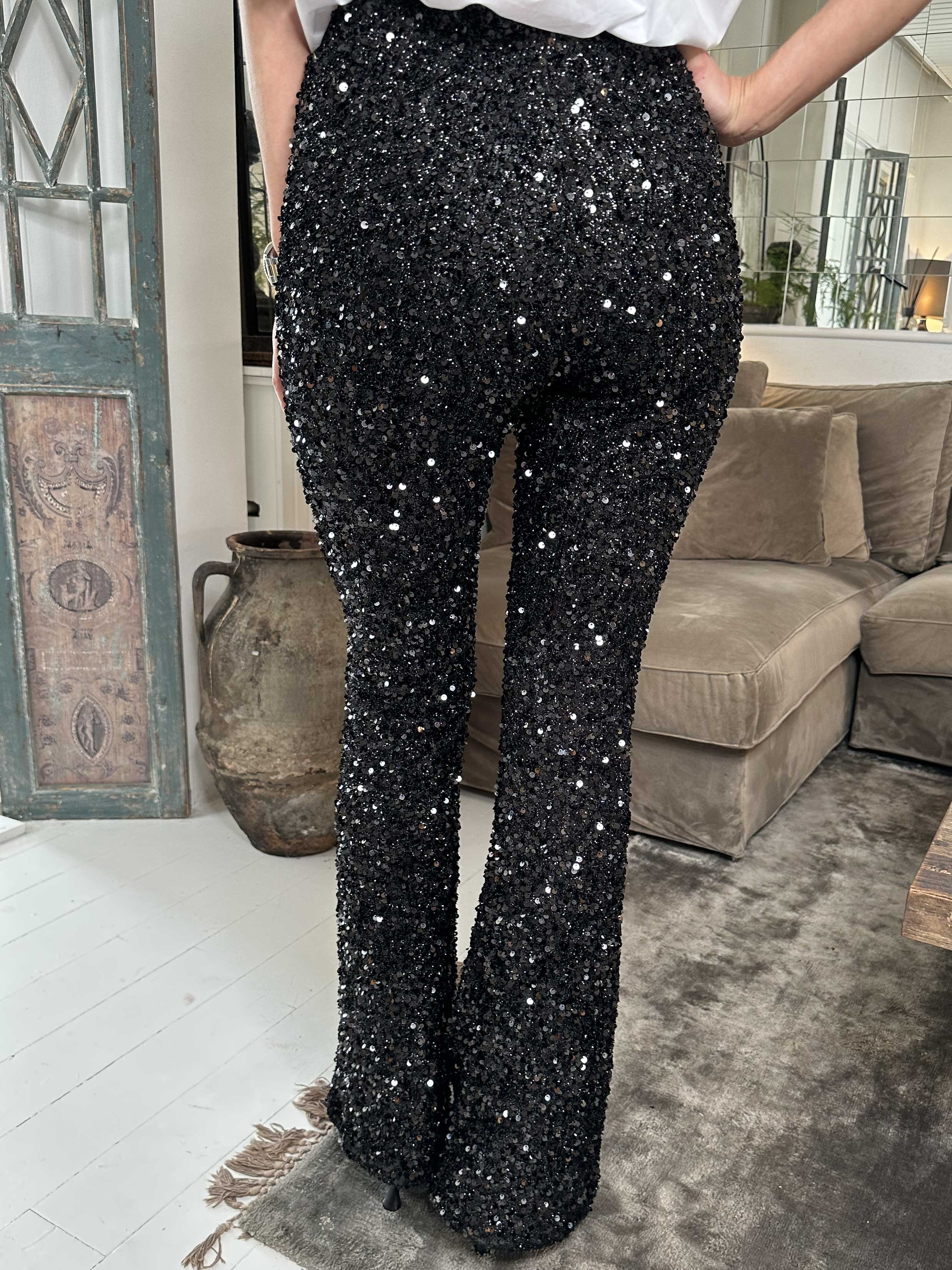 Lunara - Svarta byxor med paljetter