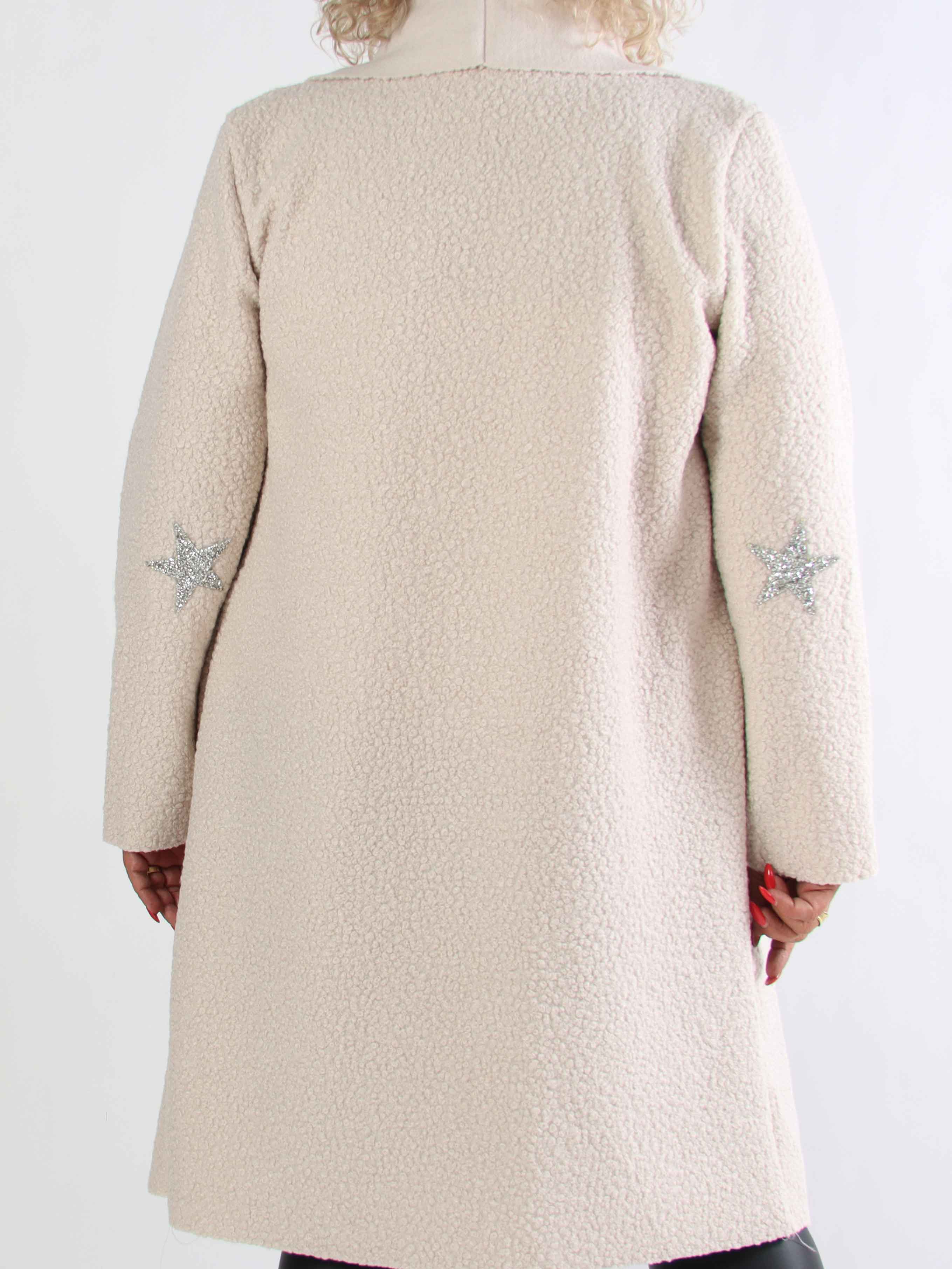 Malfrid - Plus size kappa i mjuk teddy med shiny stjärnor