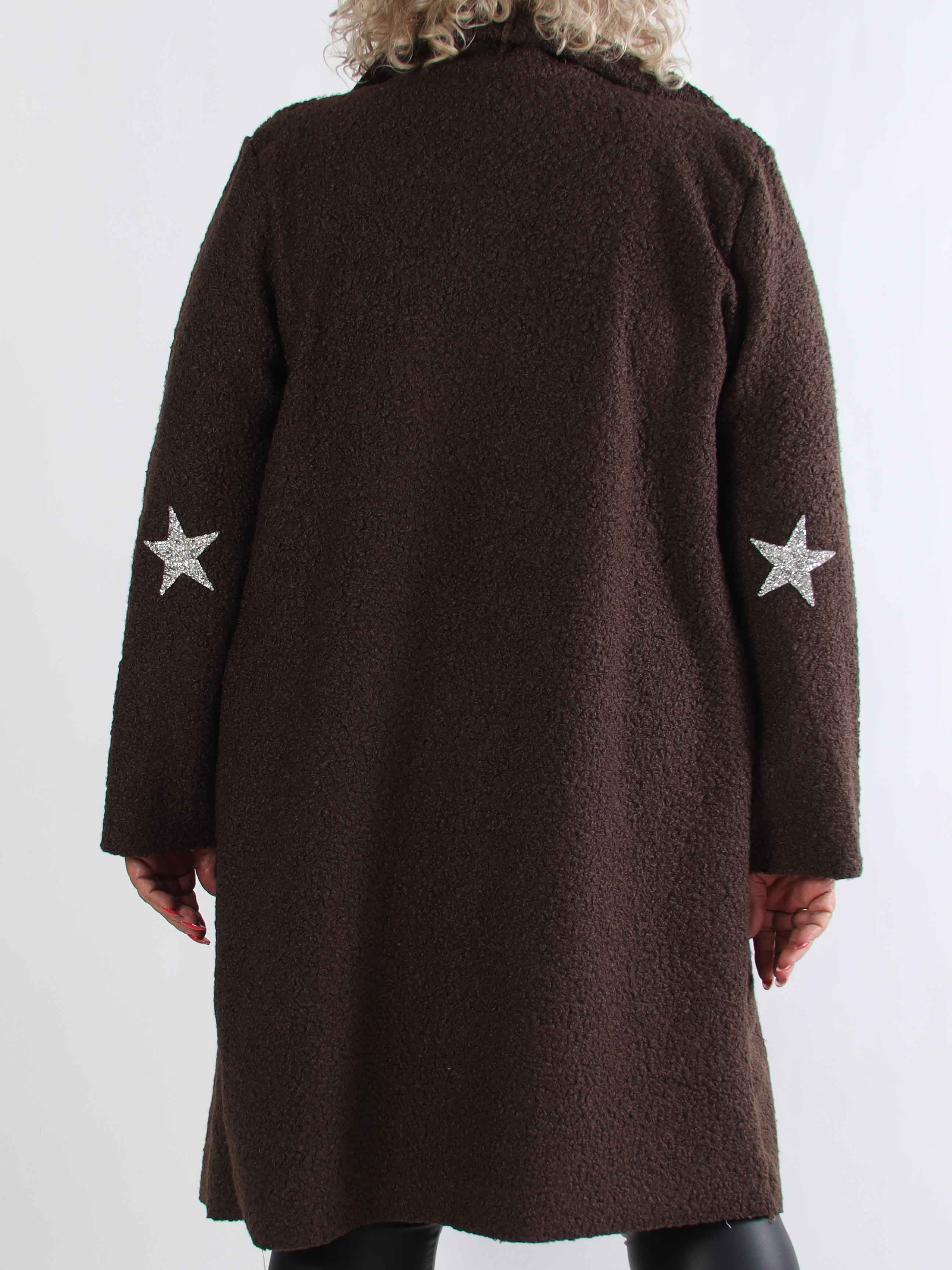 Malfrid - Plus size kappa i mjuk teddy med shiny stjärnor