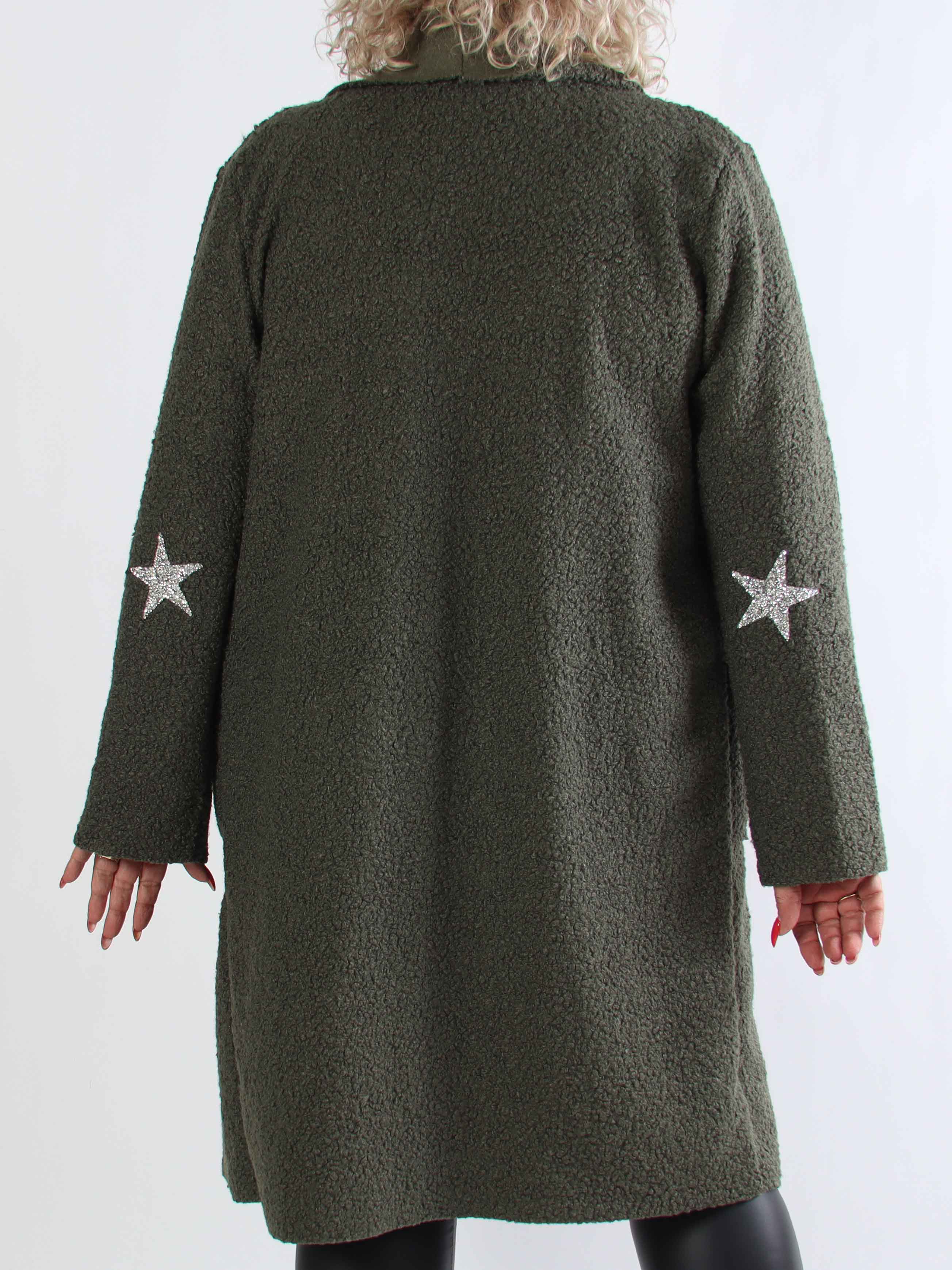 Malfrid - Plus size kappa i mjuk teddy med shiny stjärnor