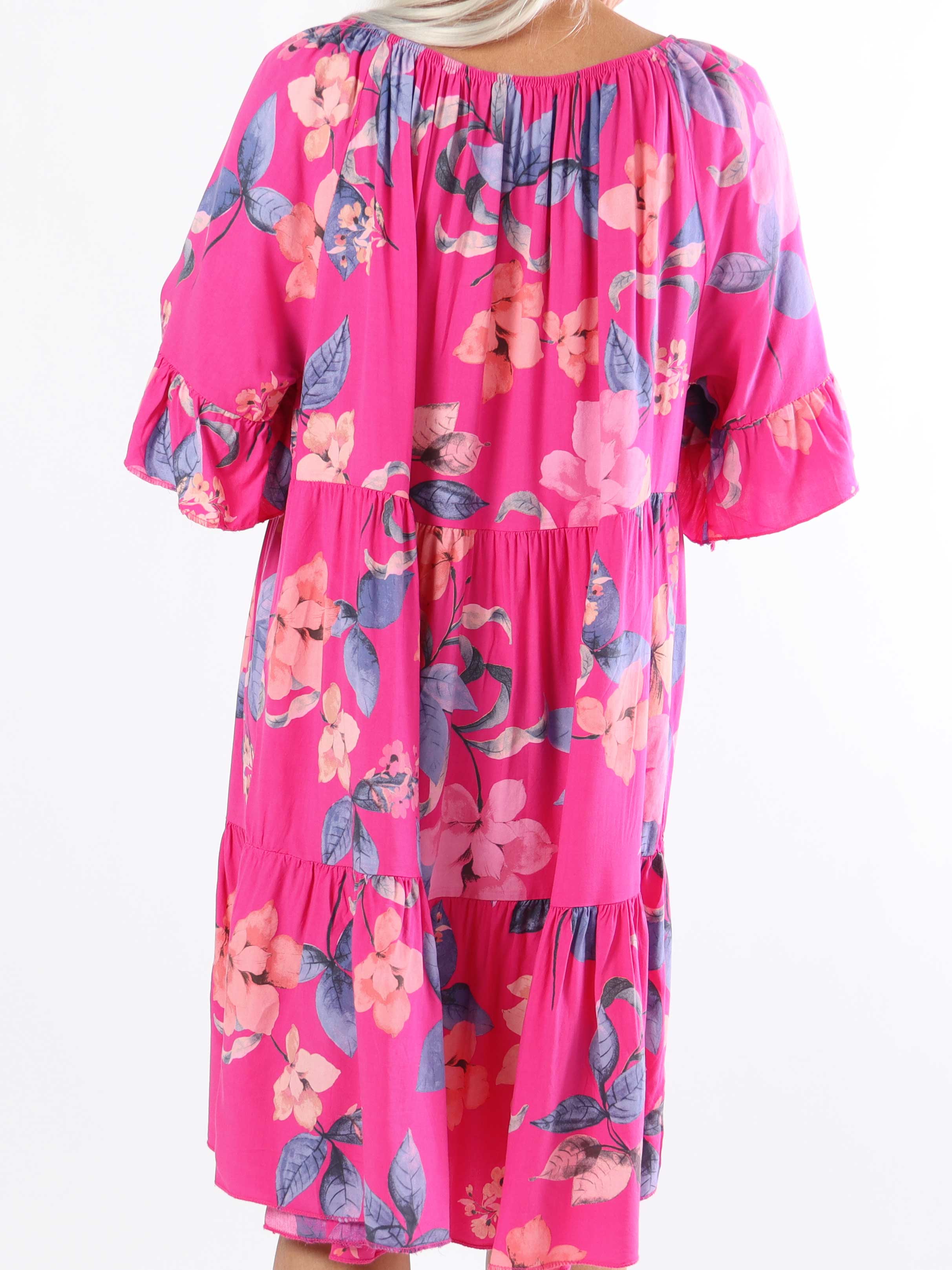 Malibu - Plus size-klänning i bomull med elastisk halsringning