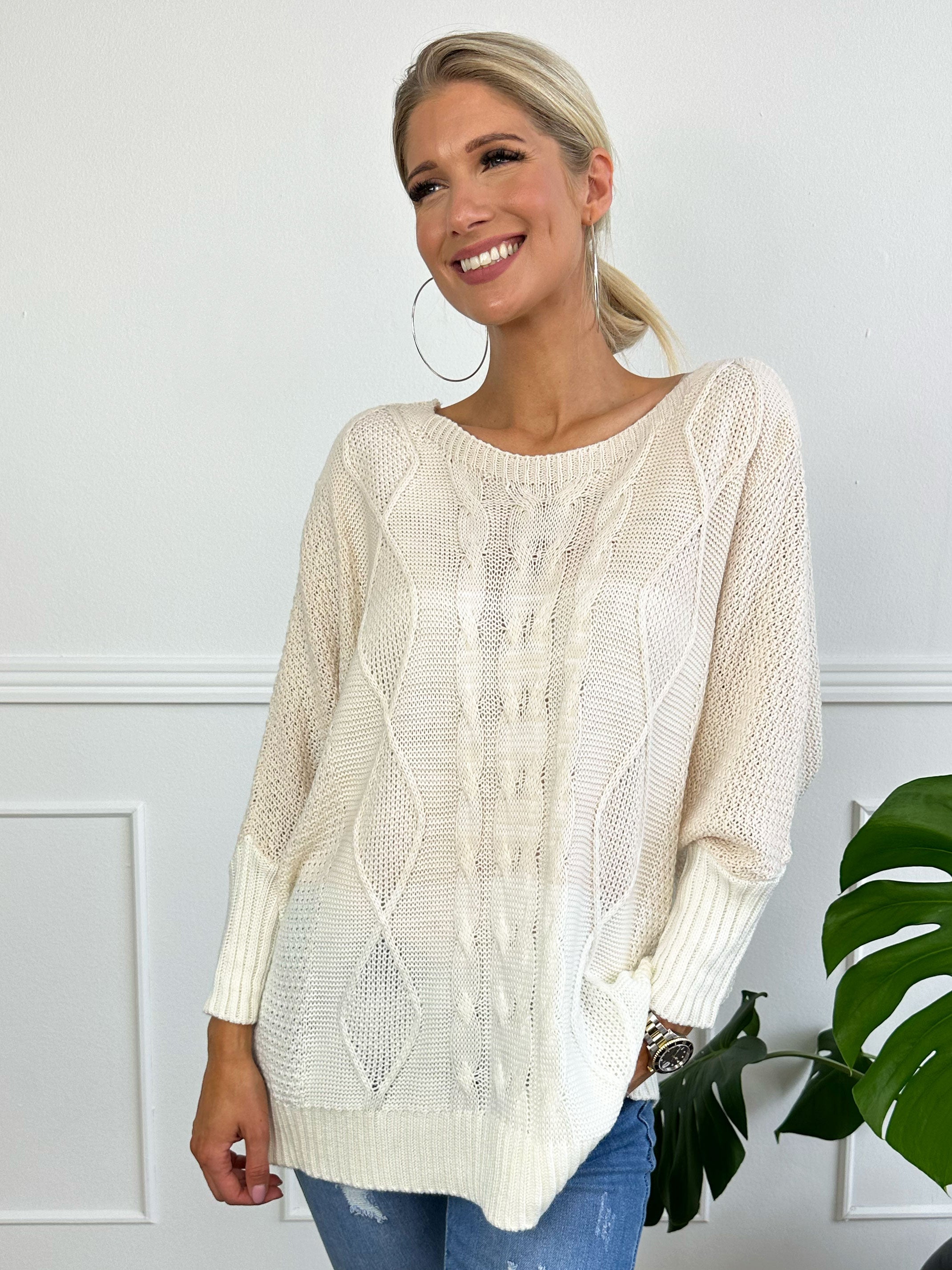 Malika - Flerfärgad stickad tröja med ballongärmar