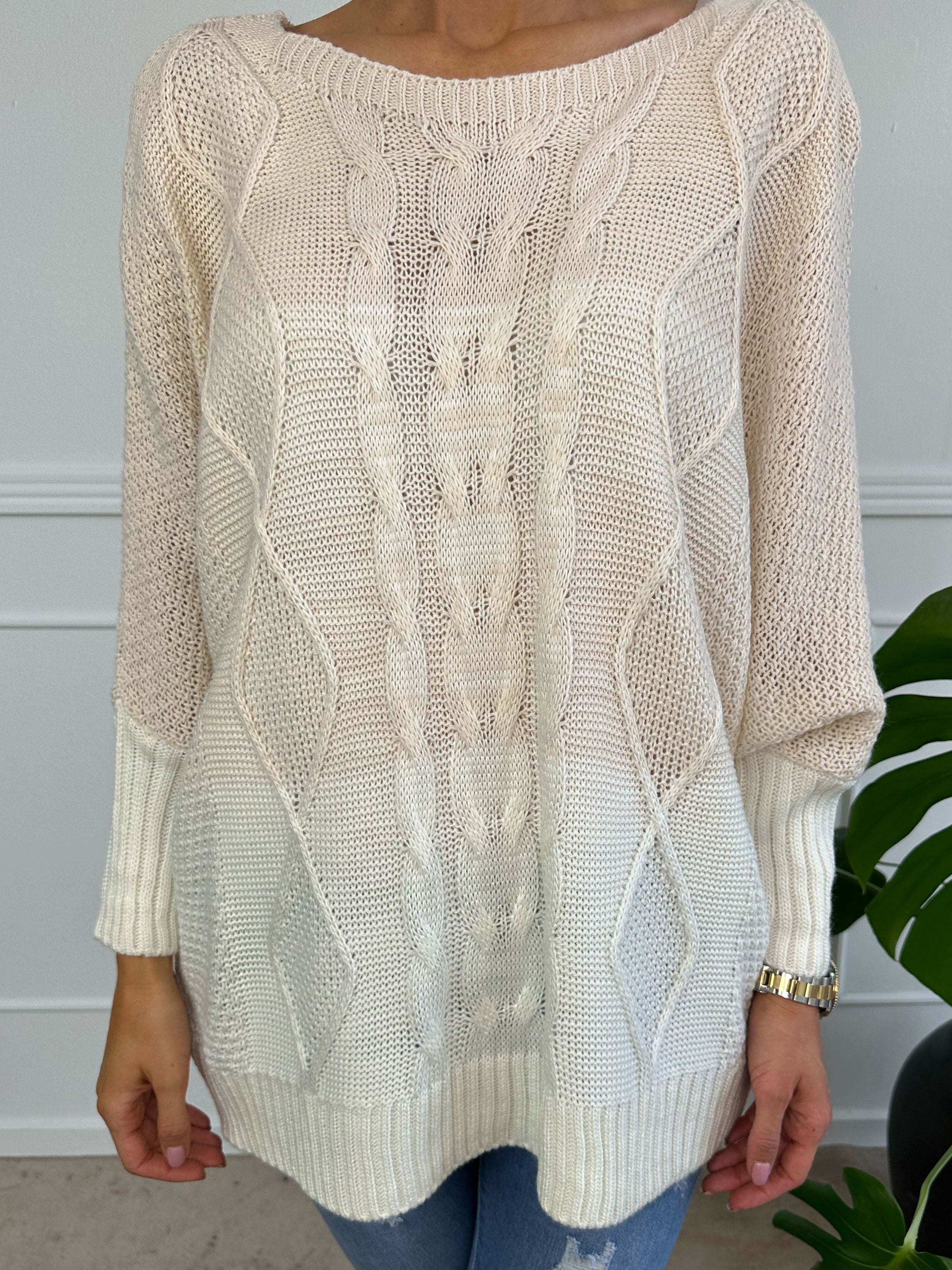 Malika - Flerfärgad stickad tröja med ballongärmar