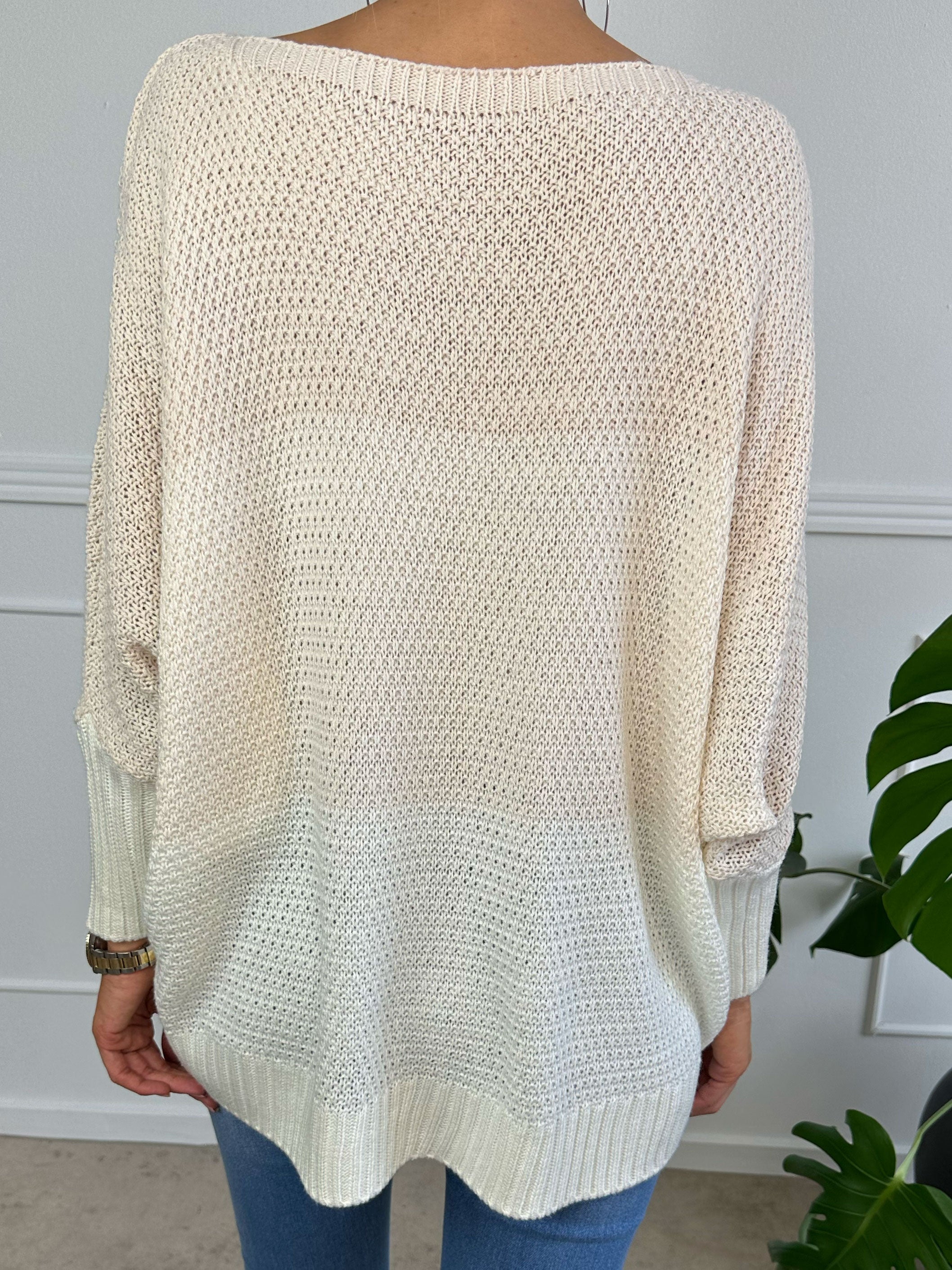 Malika - Flerfärgad stickad tröja med ballongärmar