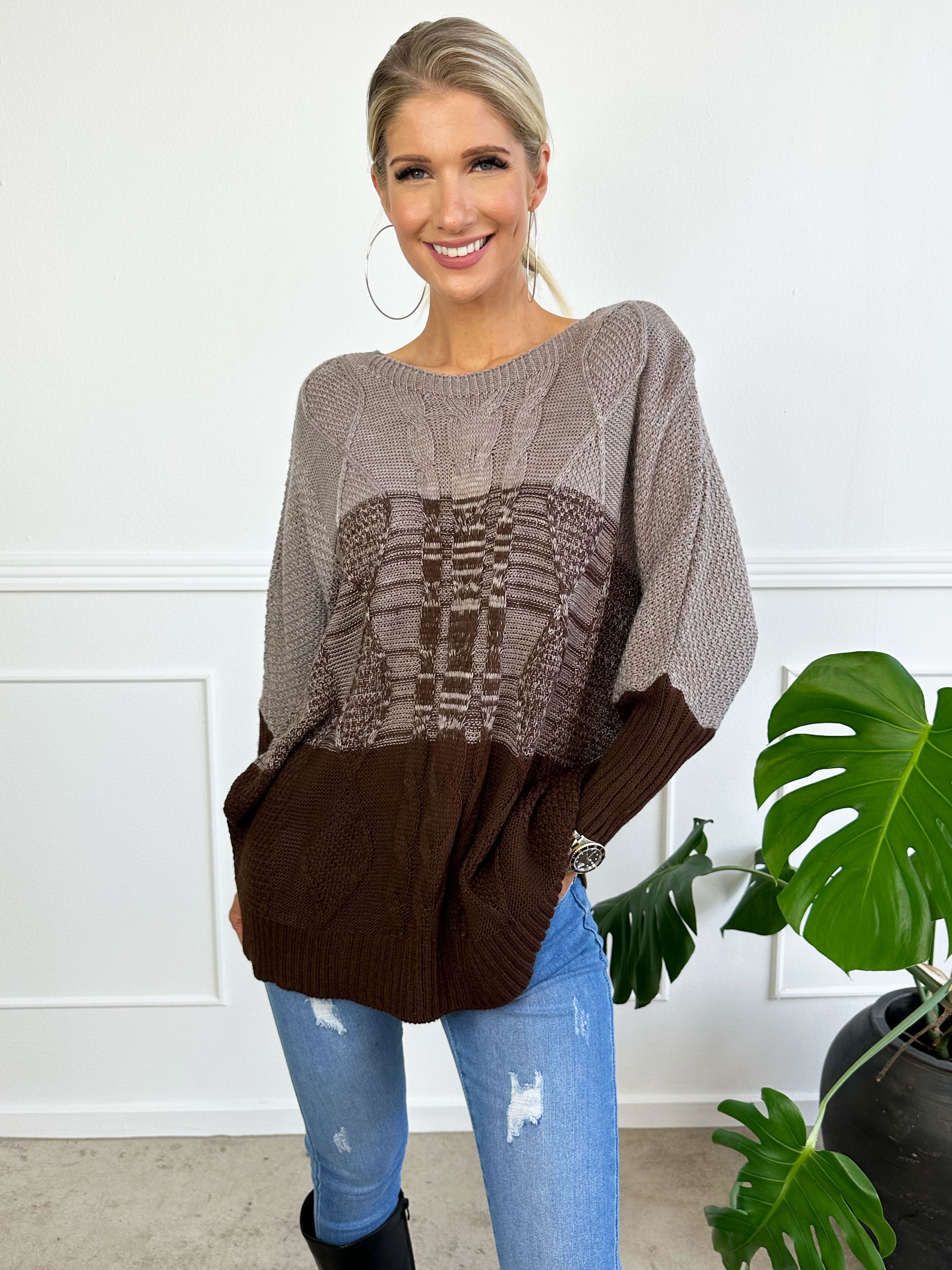 Malika - Flerfärgad stickad tröja med ballongärmar