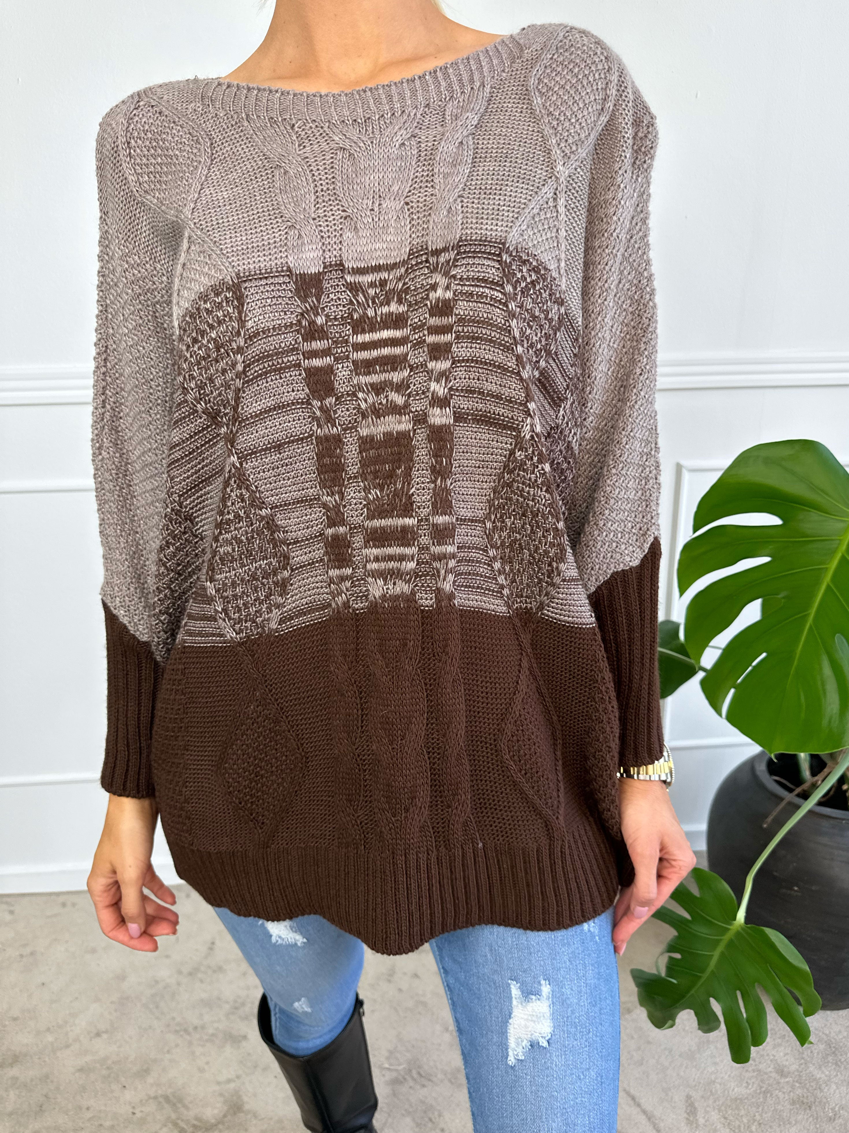 Malika - Flerfärgad stickad tröja med ballongärmar