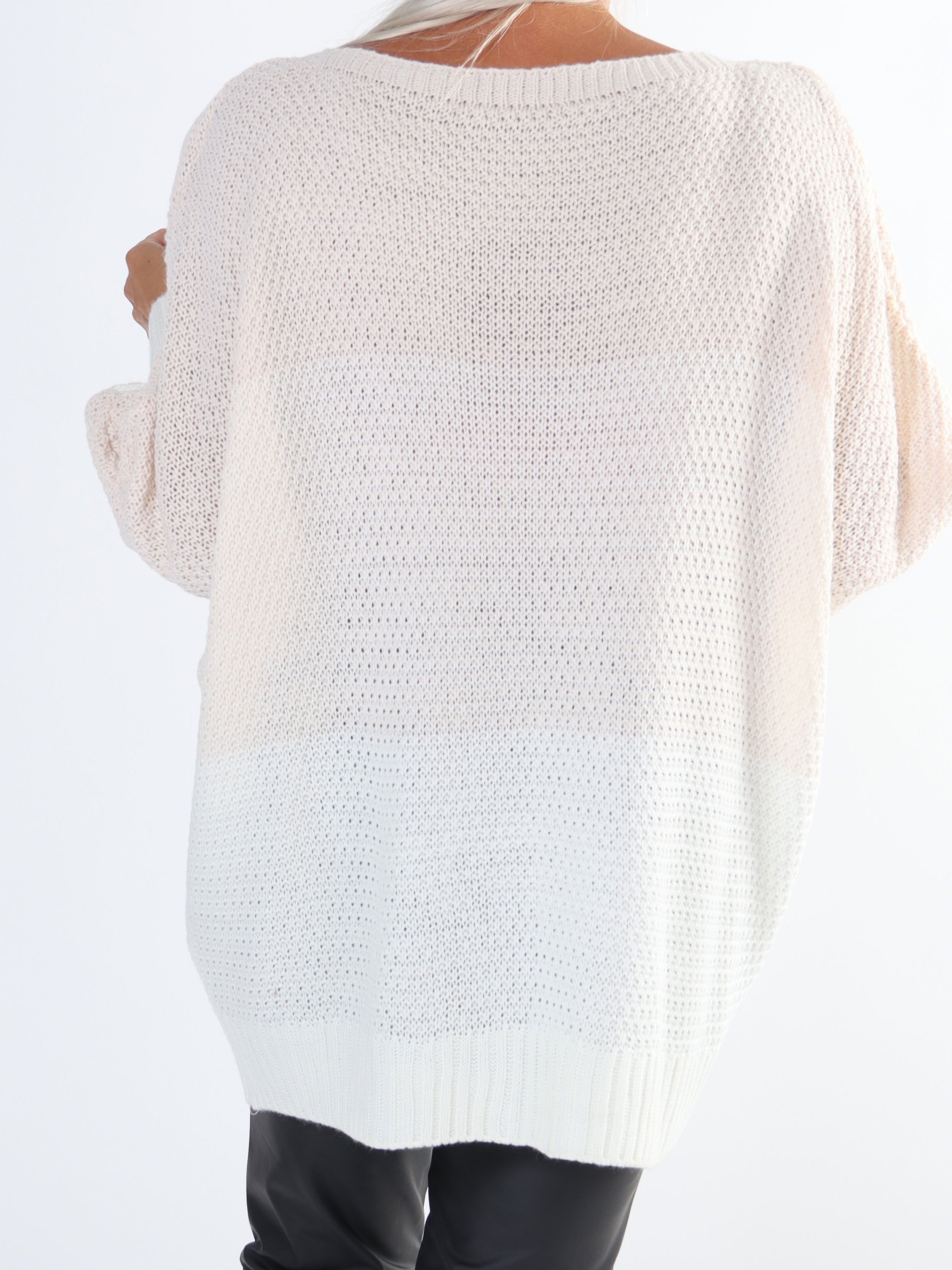 Malika - Flerfärgad plus size stickad tröja med fladdermusärmar