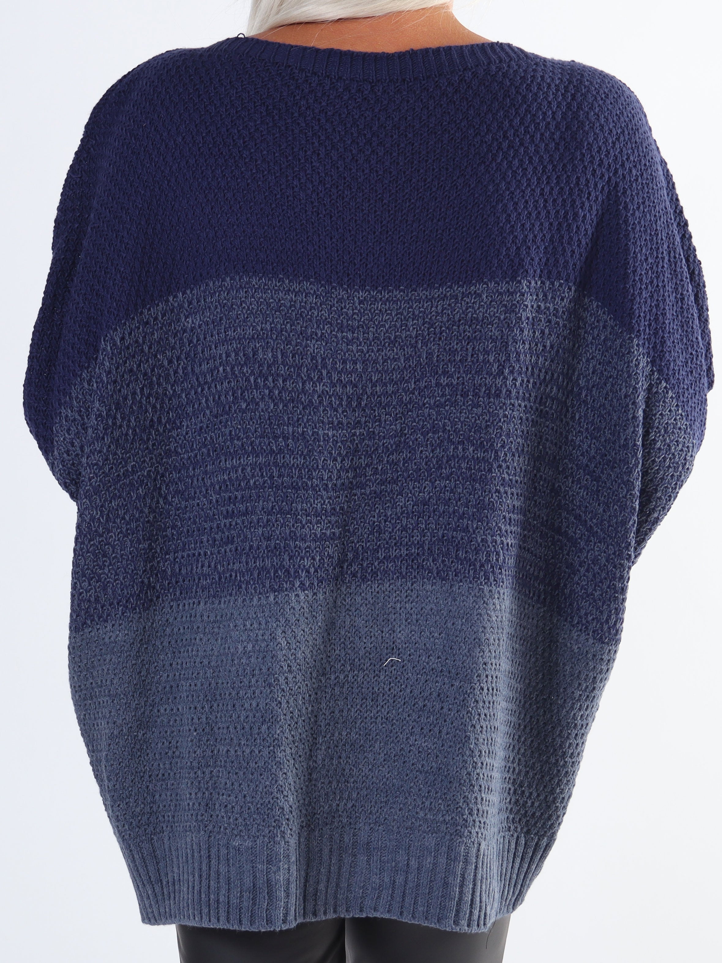 Malika - Flerfärgad plus size stickad tröja med fladdermusärmar