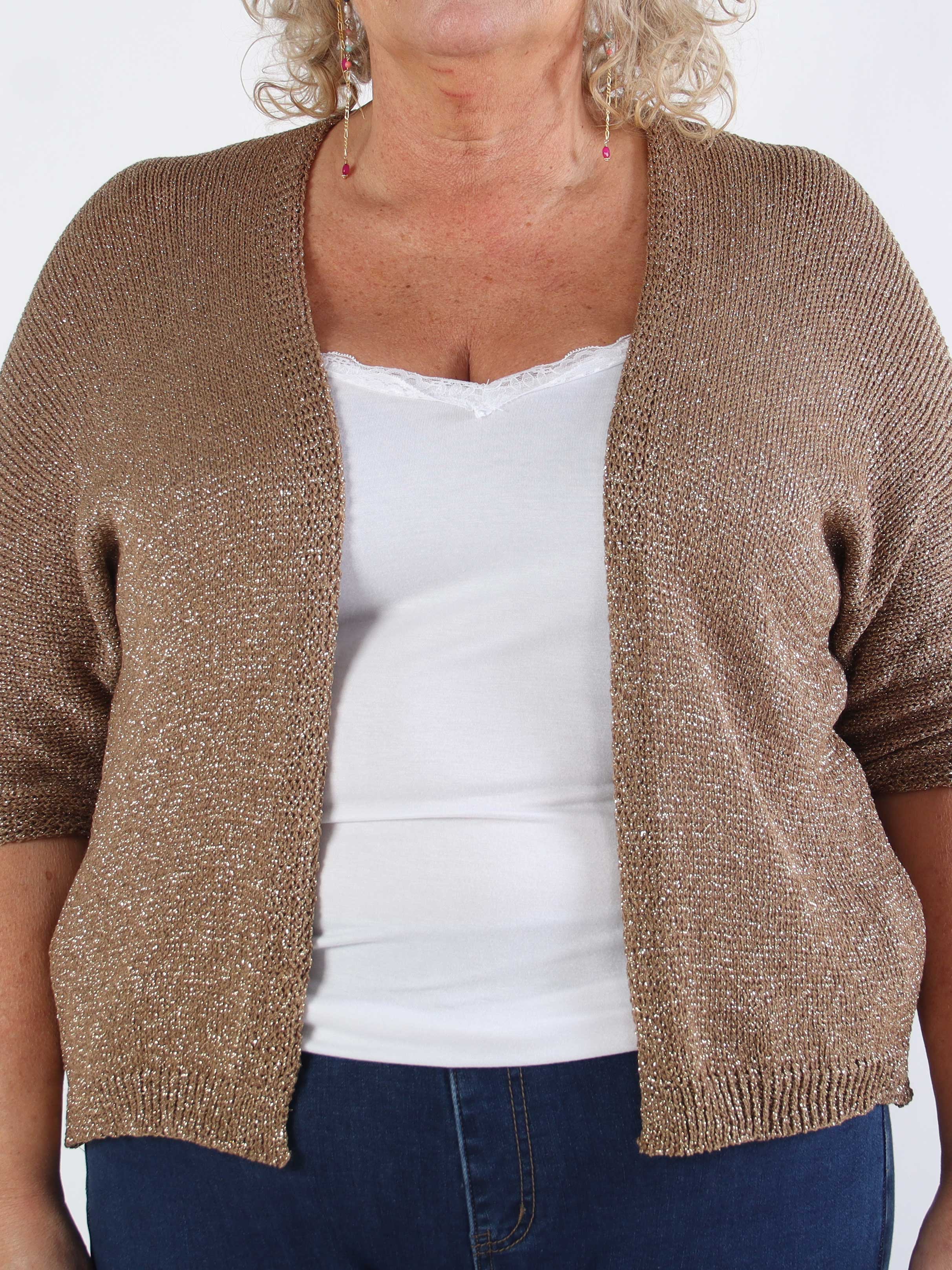 Mariela - Söt plus size-kofta i viskos med glittertrådar