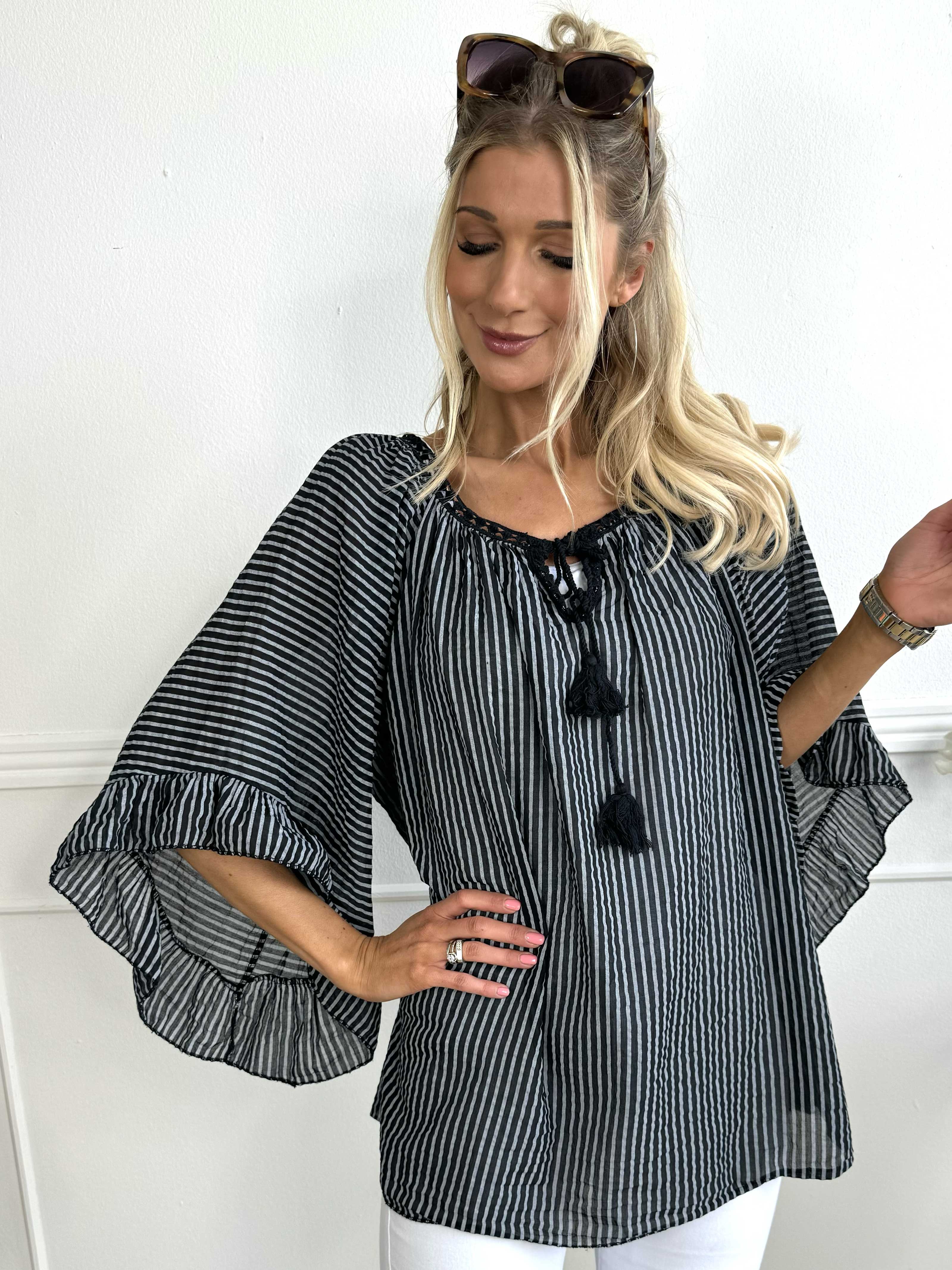 Marija - Söt randig tunika med vackra ärmar