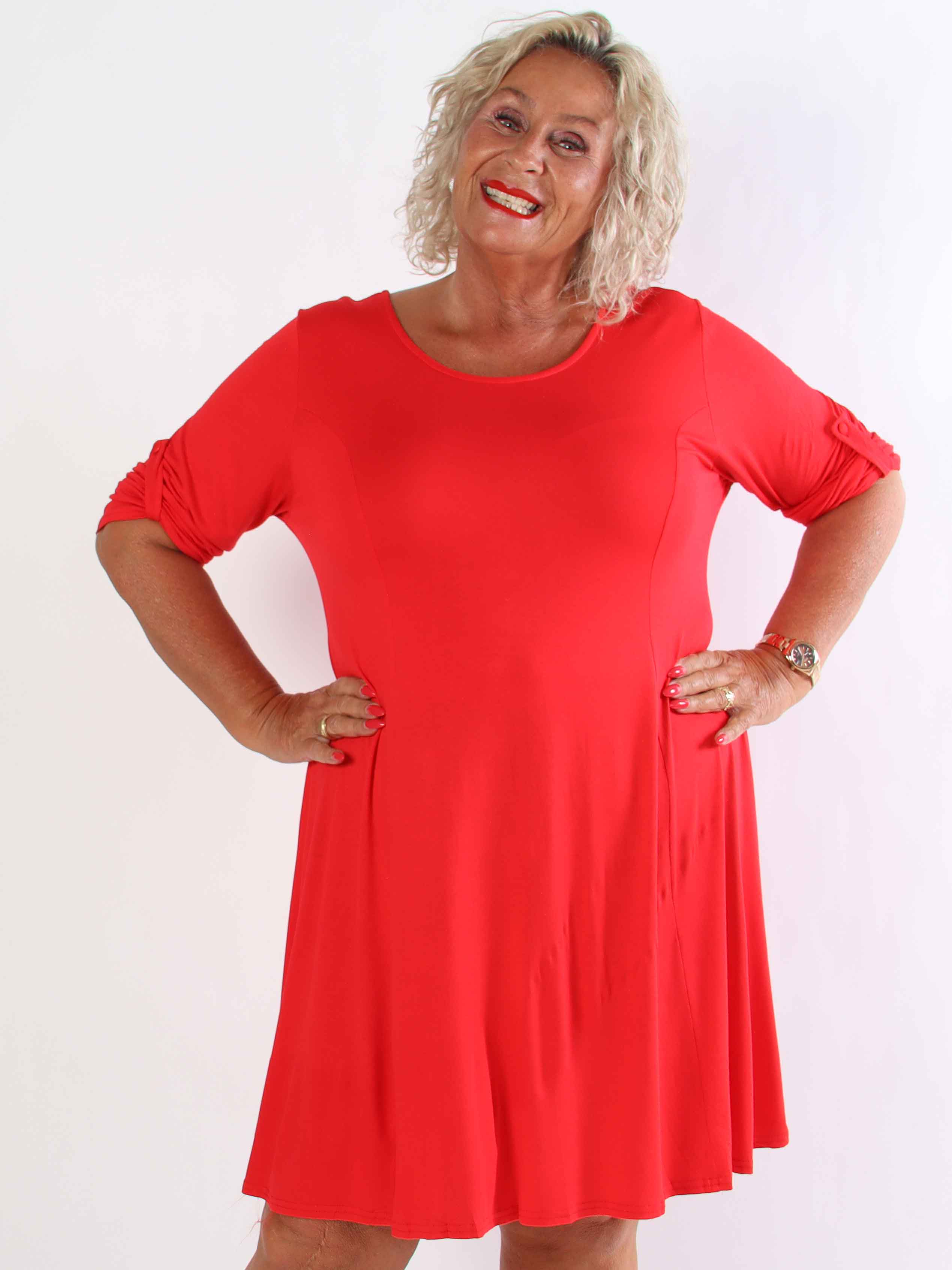 Marlene Plain - Enfärgad A-linjeformad klänning i viskos