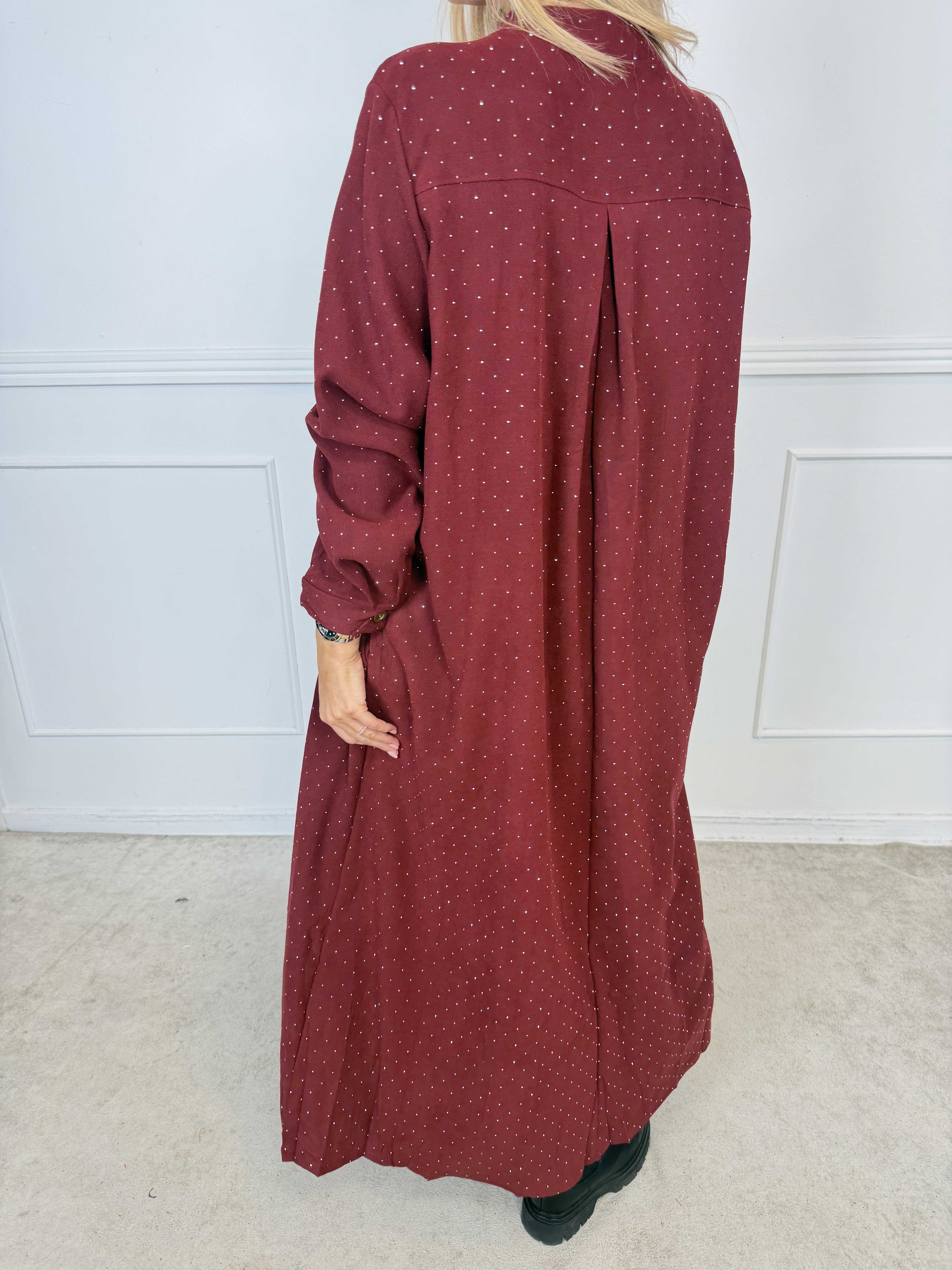 Margaux - Lång och elegant klänning i mjuk babysammet med fina, glittrande strass
