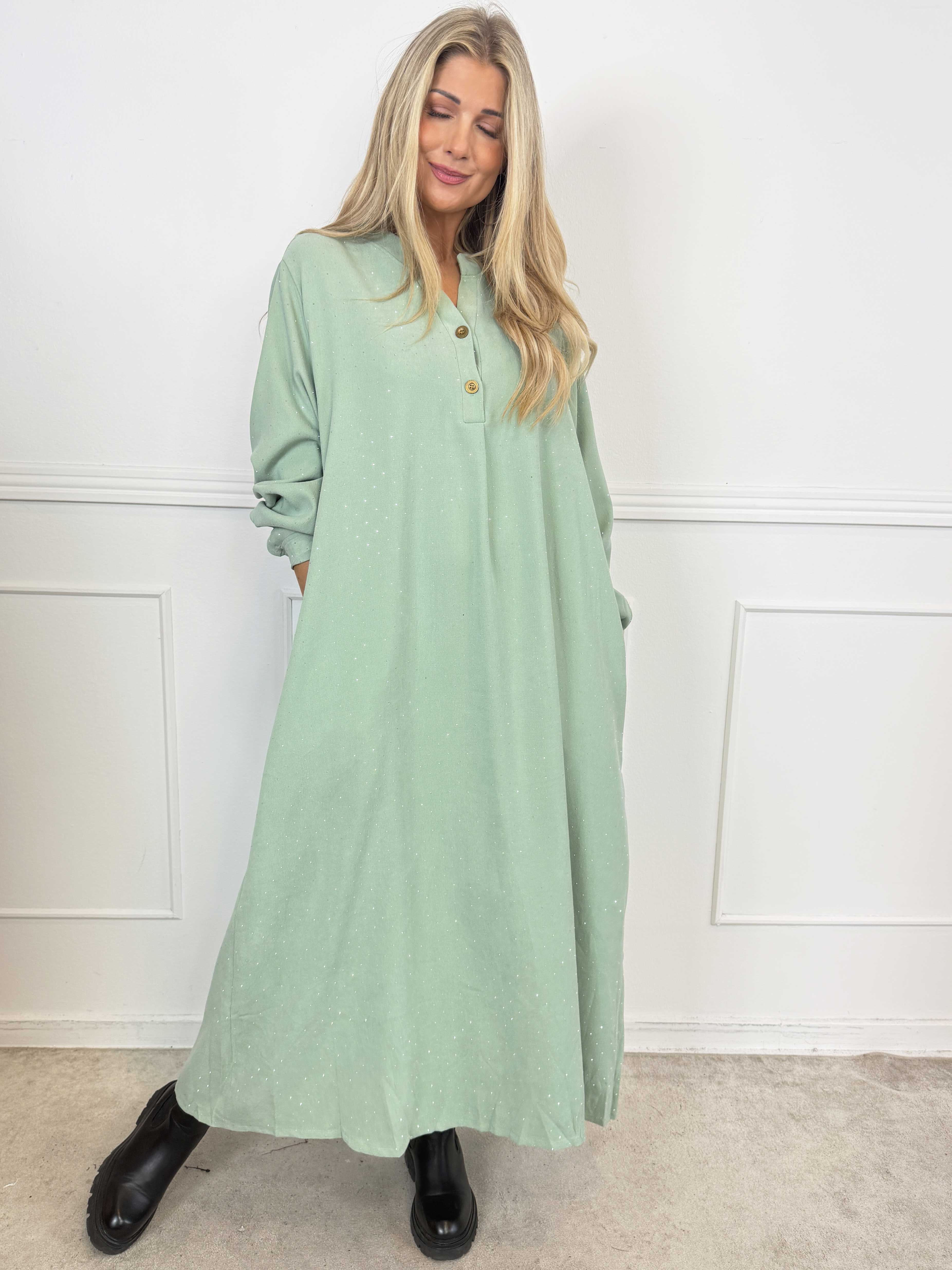 Margaux - Lång och elegant klänning i mjuk babysammet med fina, glittrande strass
