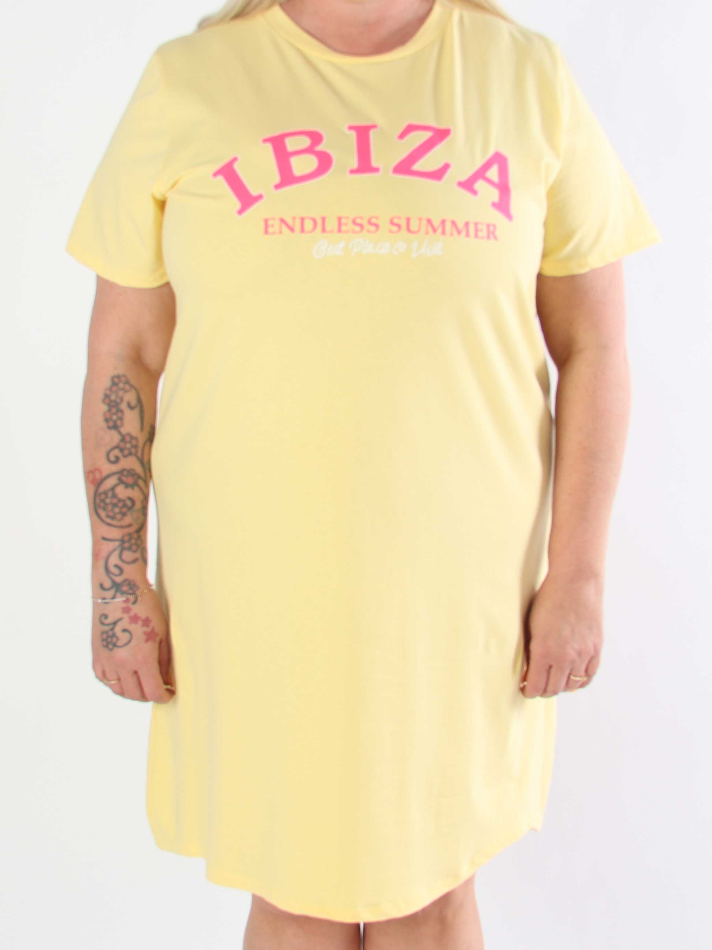 Matilda - T-shirt klänning i bomull med Ibiza skrivet
