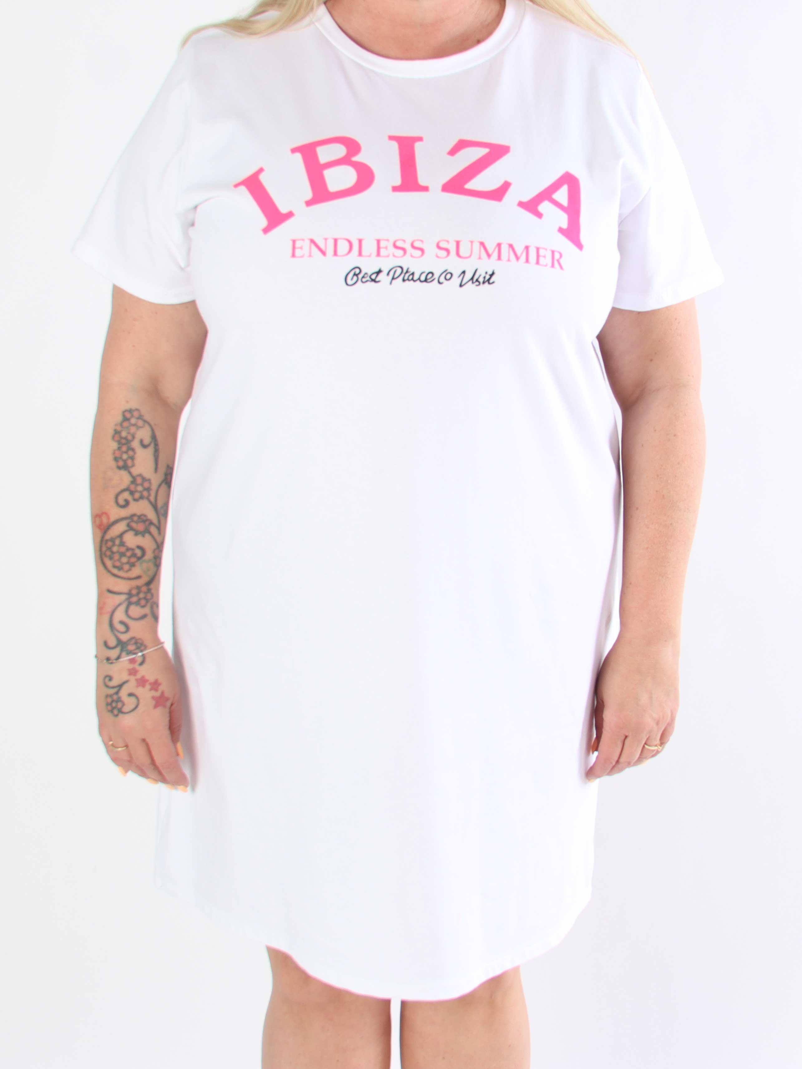 Matilda - T-shirt klänning i bomull med Ibiza skrivet