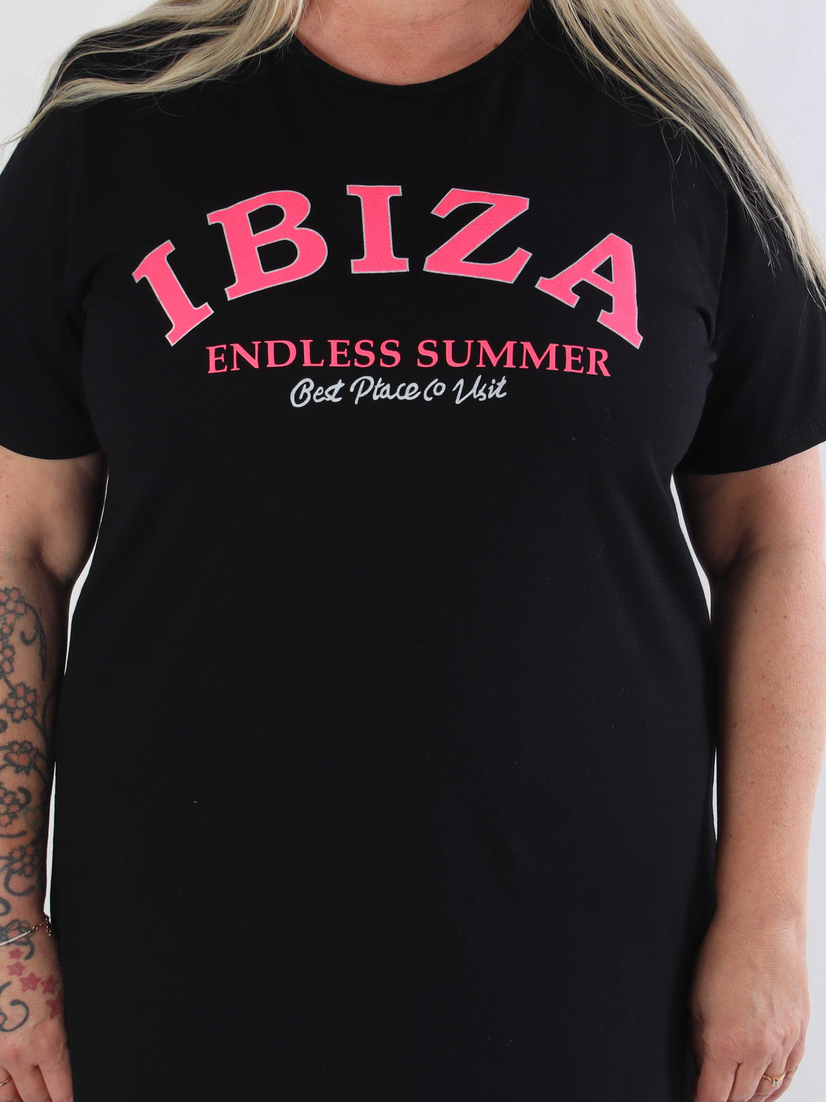Matilda - T-shirt klänning i bomull med Ibiza skrivet