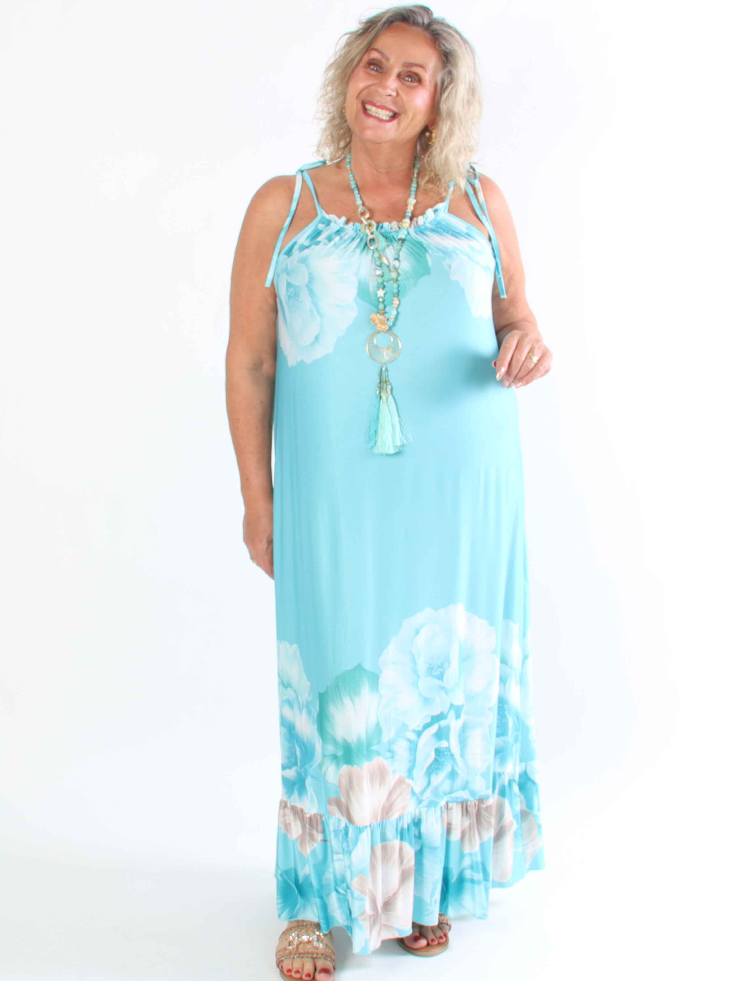 Maya - Elastisk plus size sommarklänning med blommor