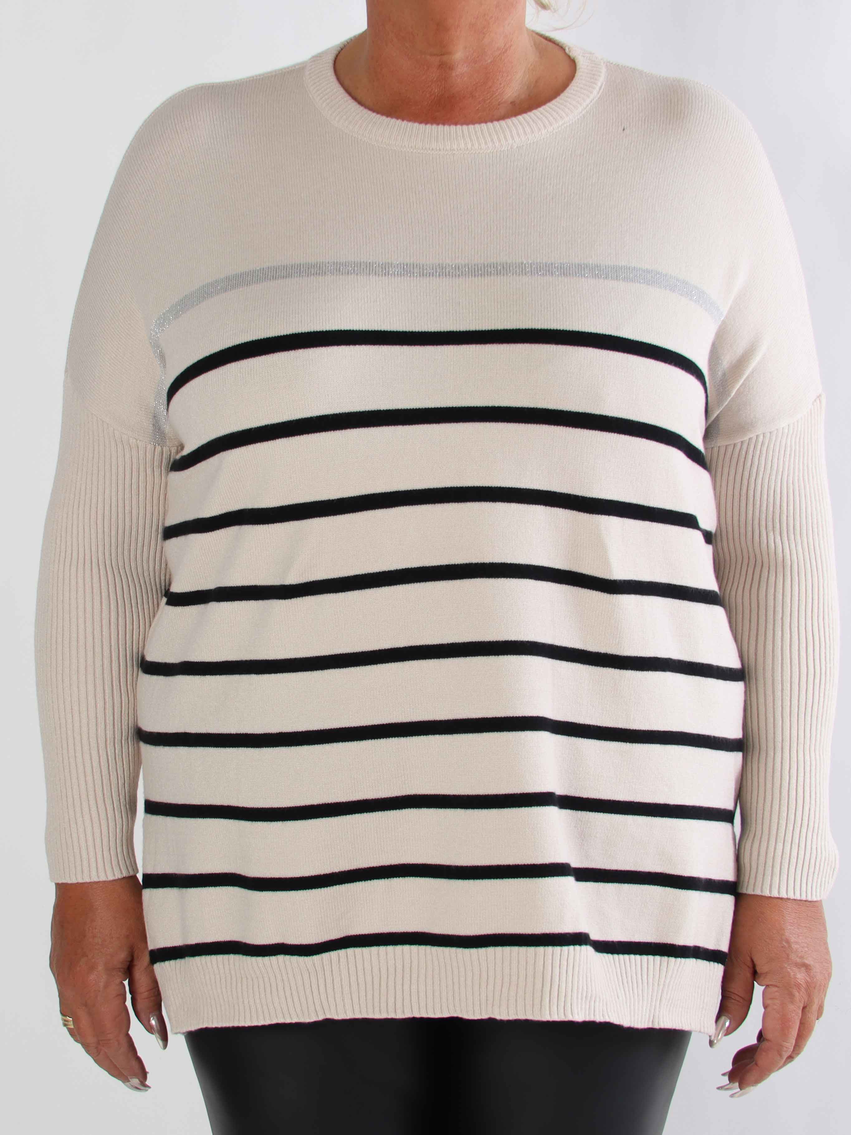 Mei - Randig elastisk plus size tröja i viskos