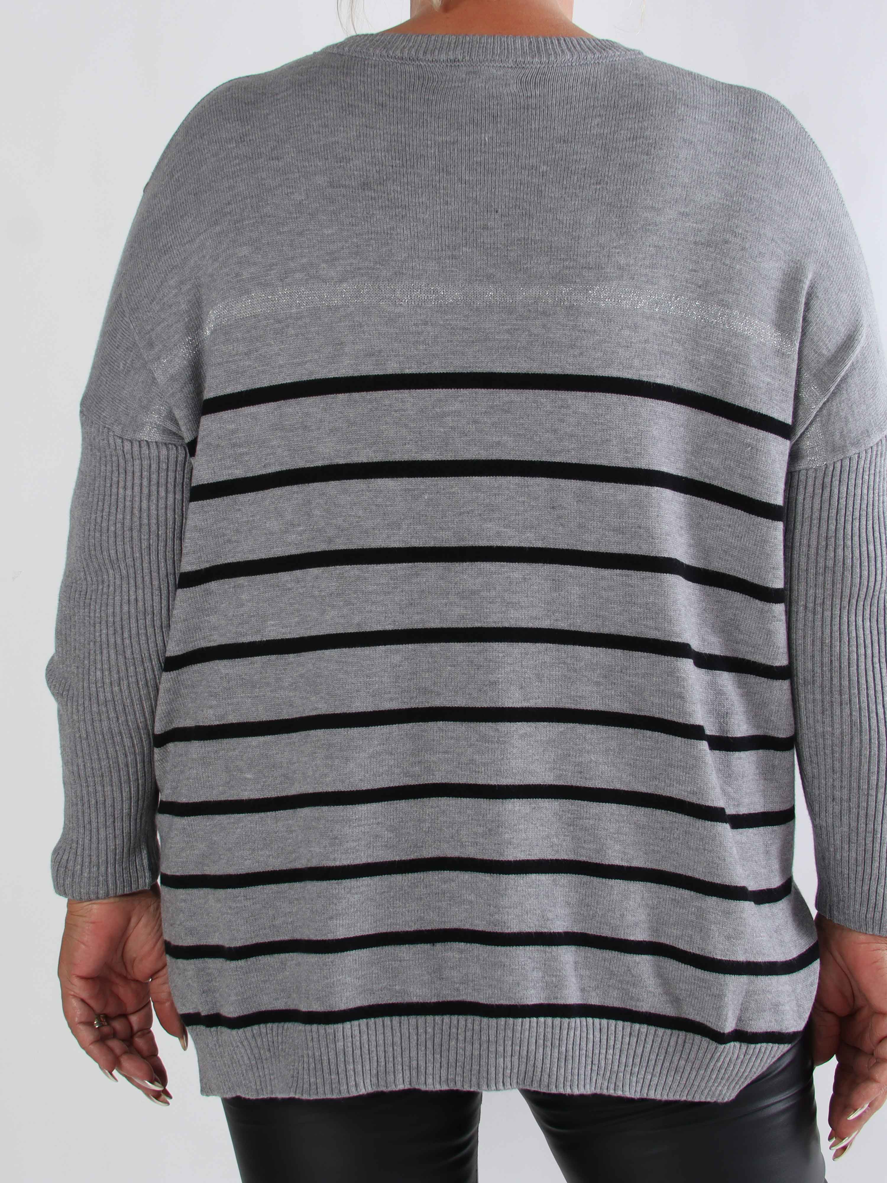 Mei - Randig elastisk plus size tröja i viskos