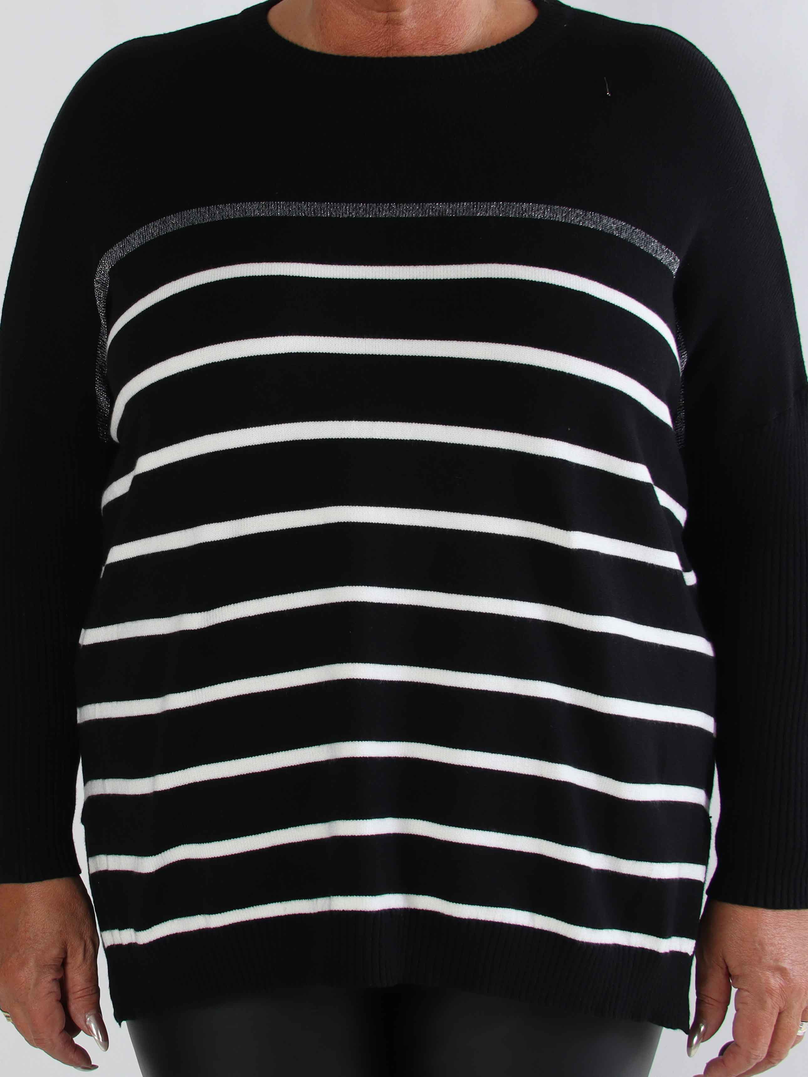 Mei - Randig elastisk plus size tröja i viskos