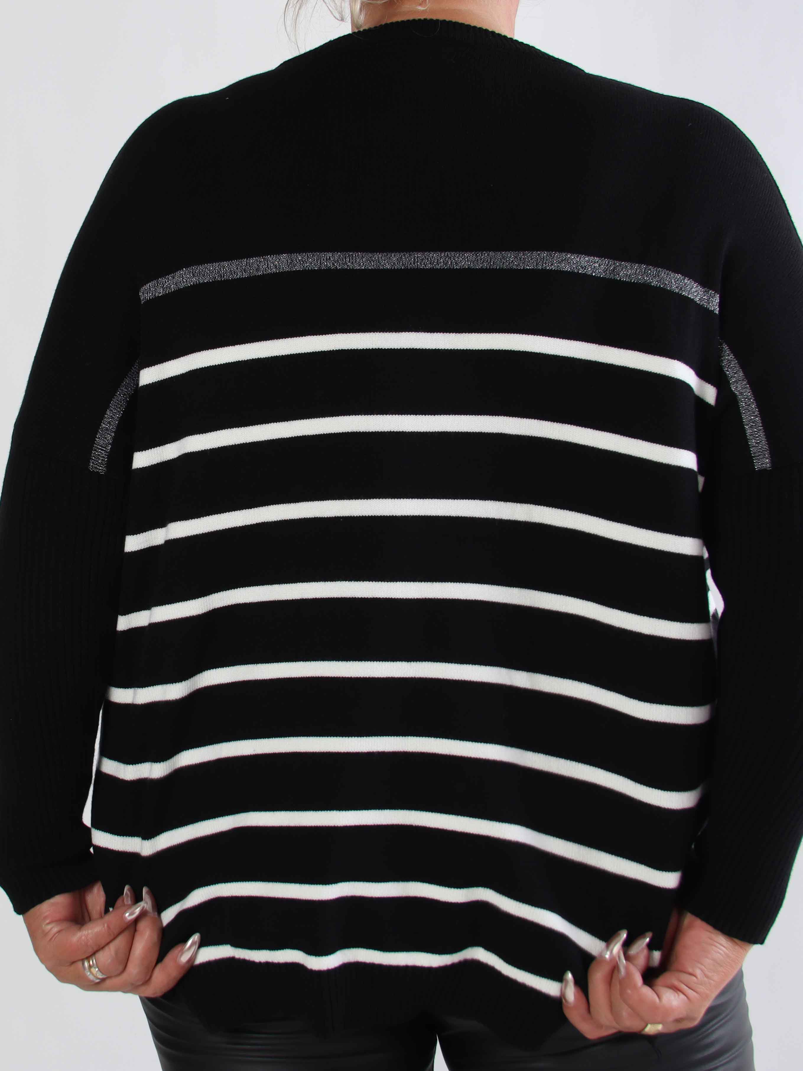 Mei - Randig elastisk plus size tröja i viskos