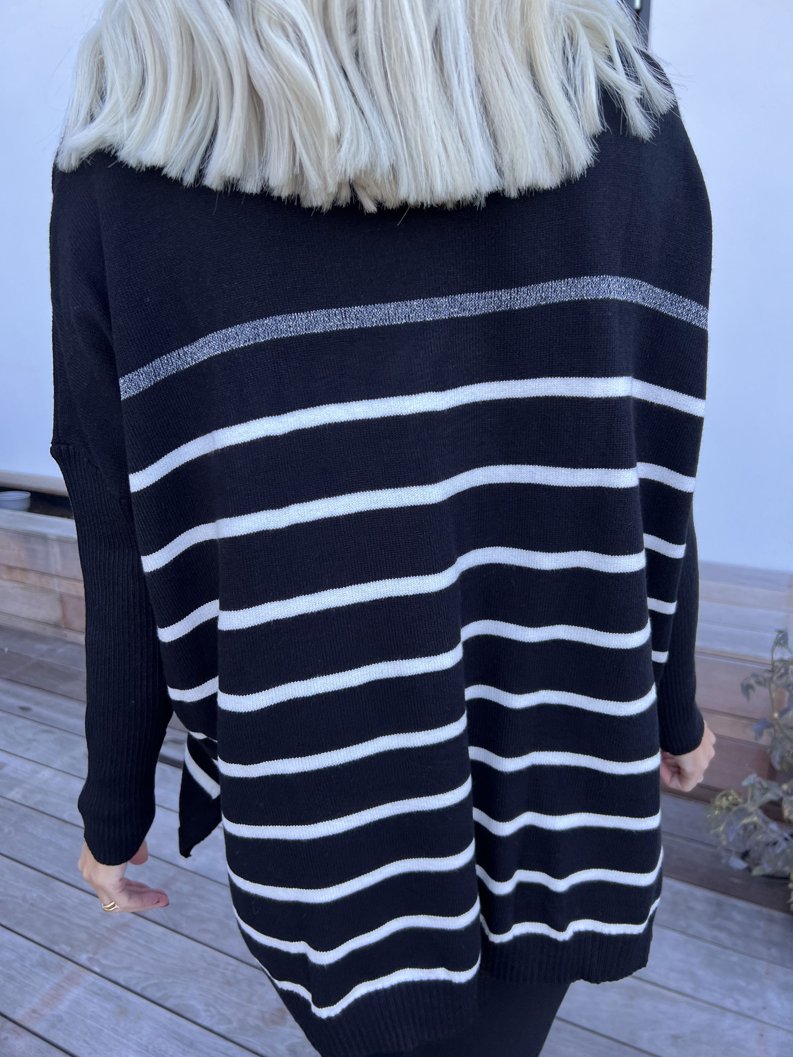 Mei - Randig elastisk plus size tröja i viskos