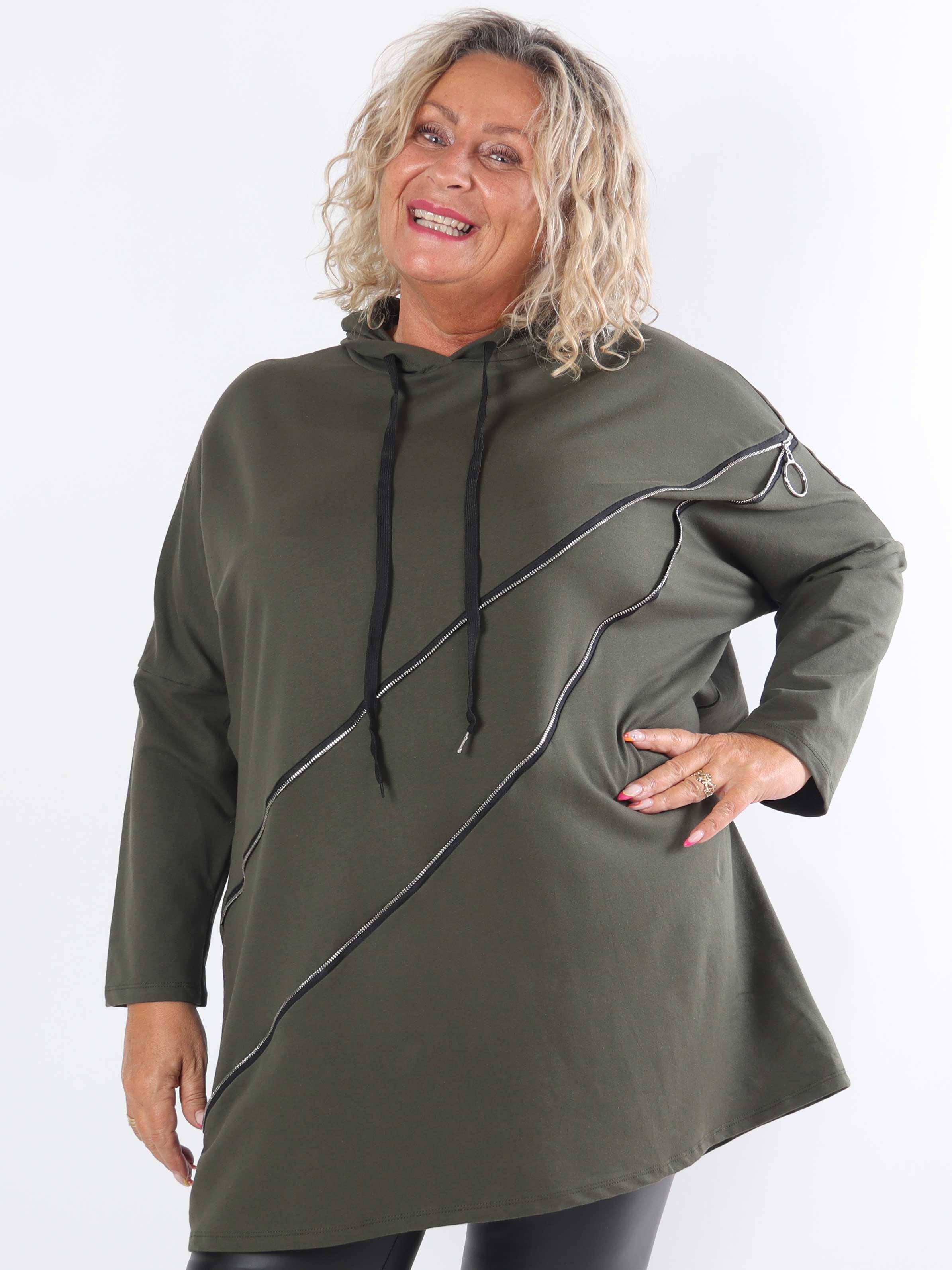 Merah - Luvtröja i plus size med dragkedja