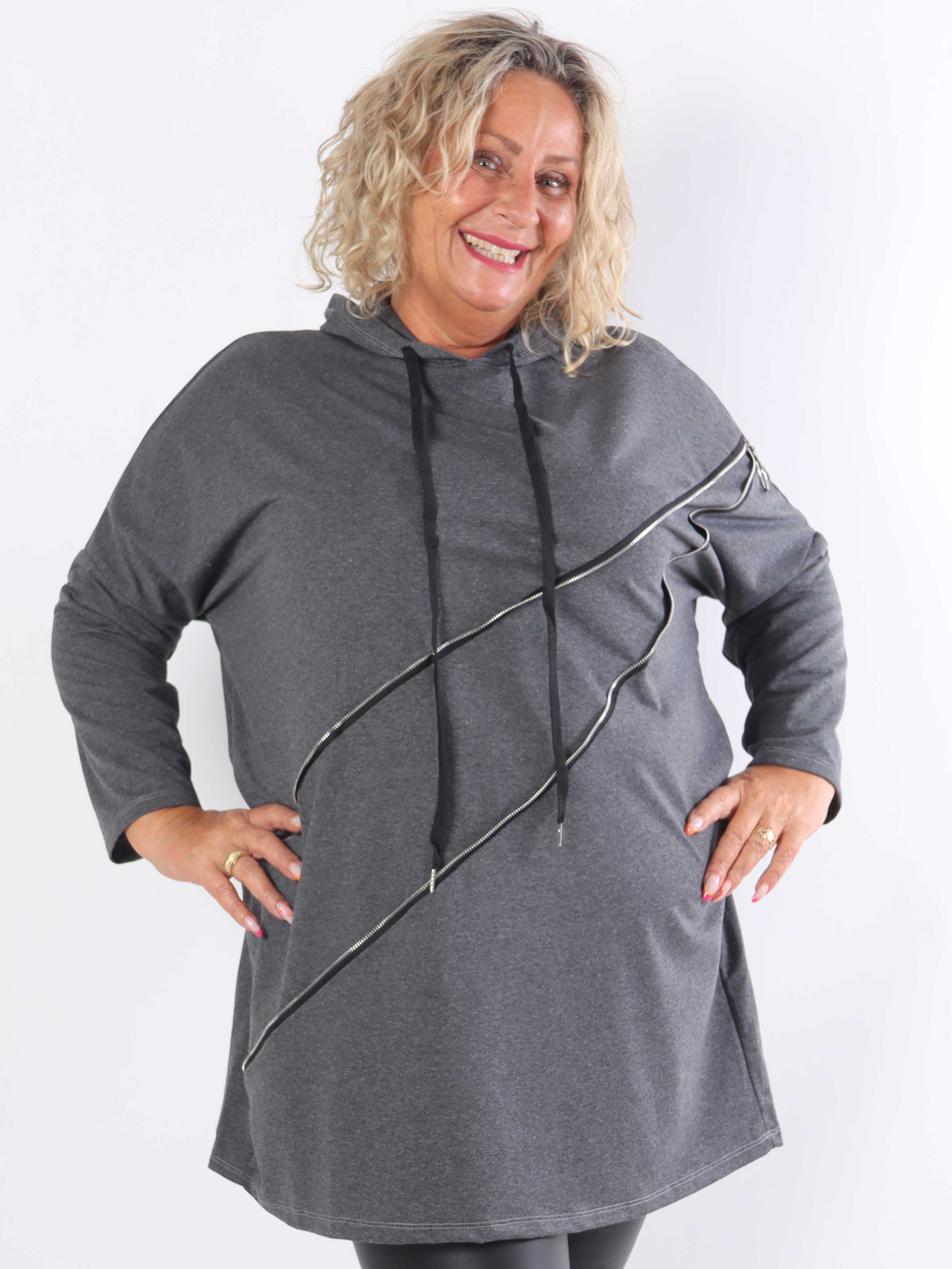 Merah - Luvtröja i plus size med dragkedja