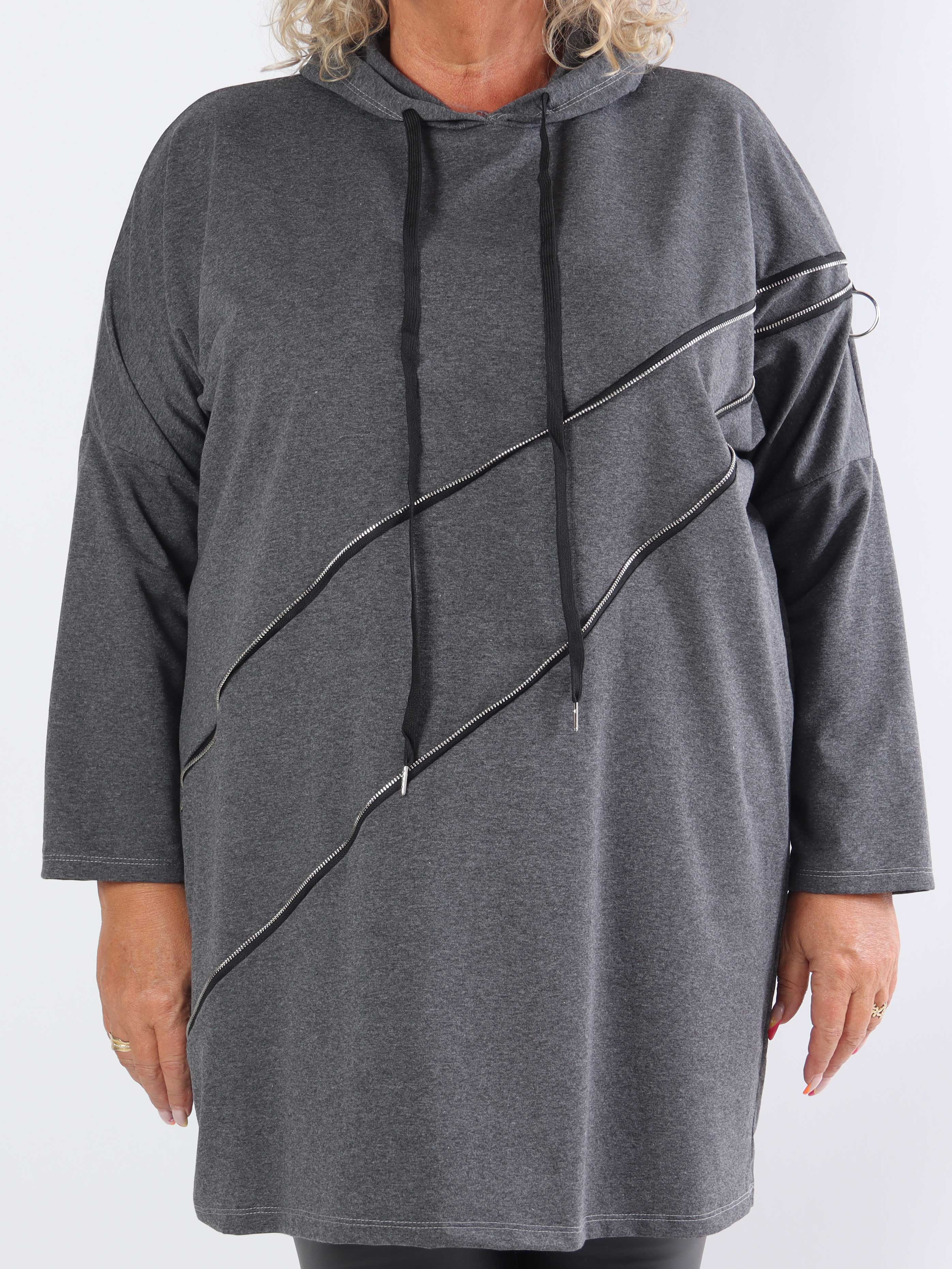 Merah - Luvtröja i plus size med dragkedja