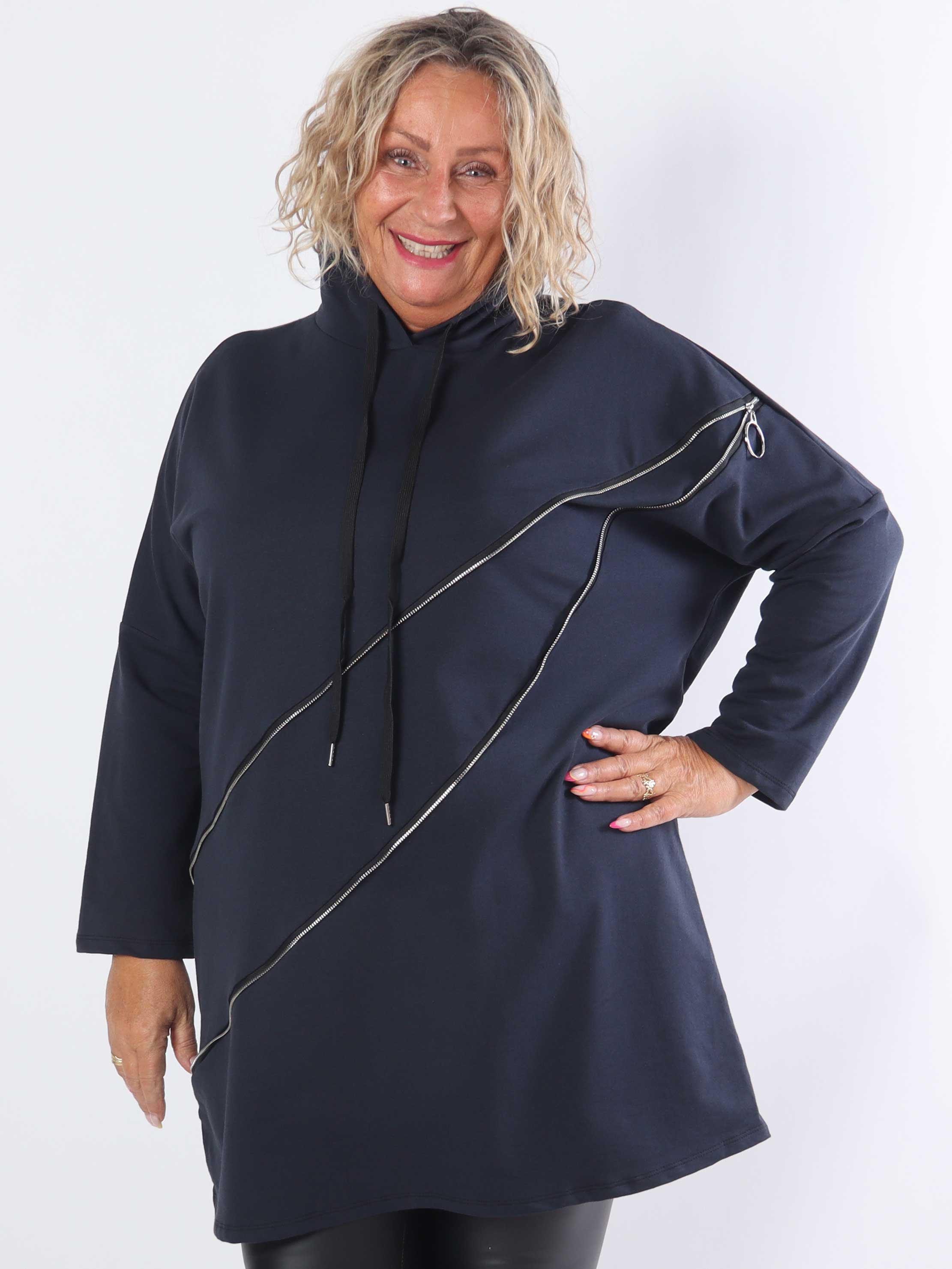 Merah - Luvtröja i plus size med dragkedja