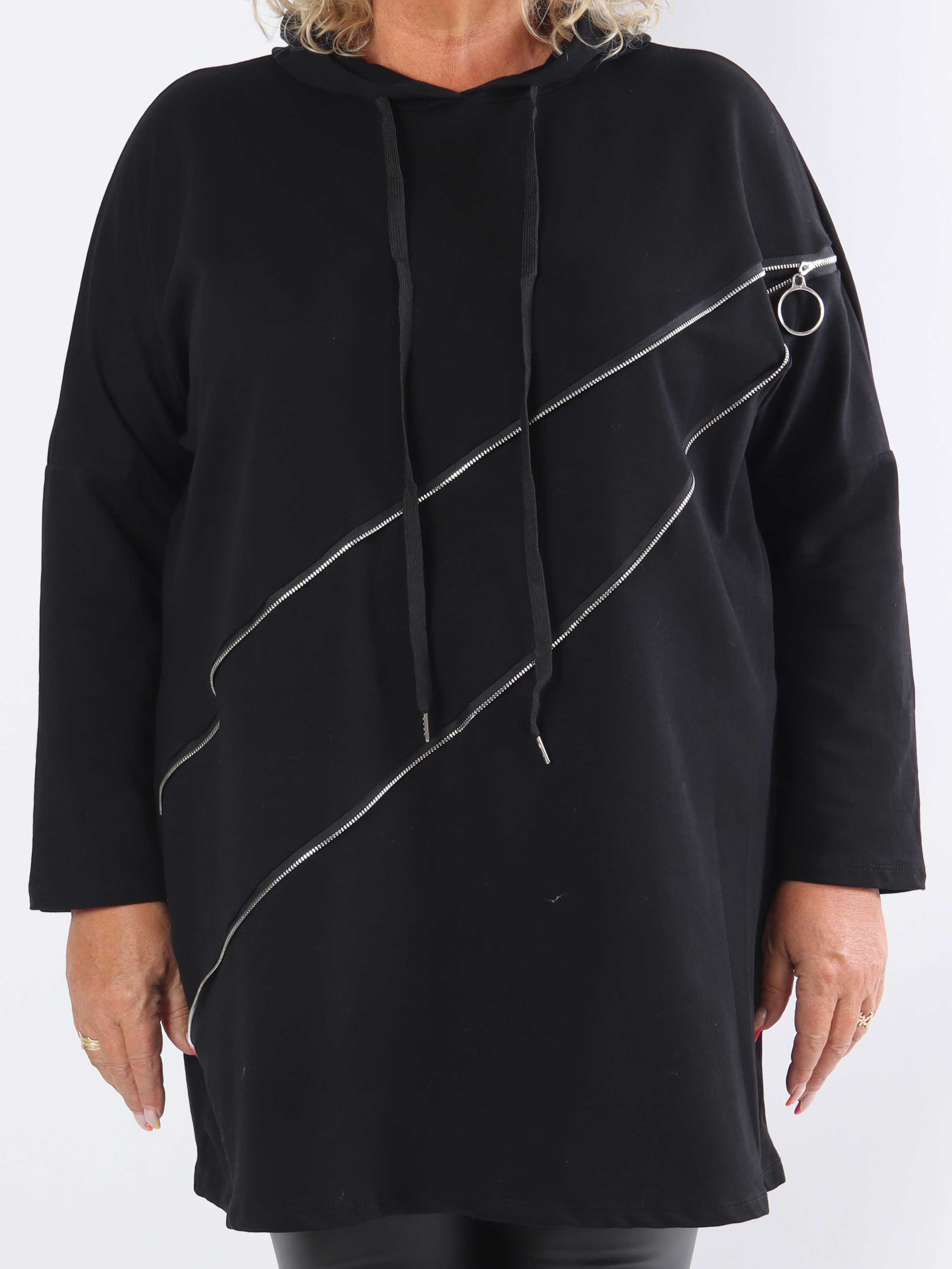 Merah - Luvtröja i plus size med dragkedja