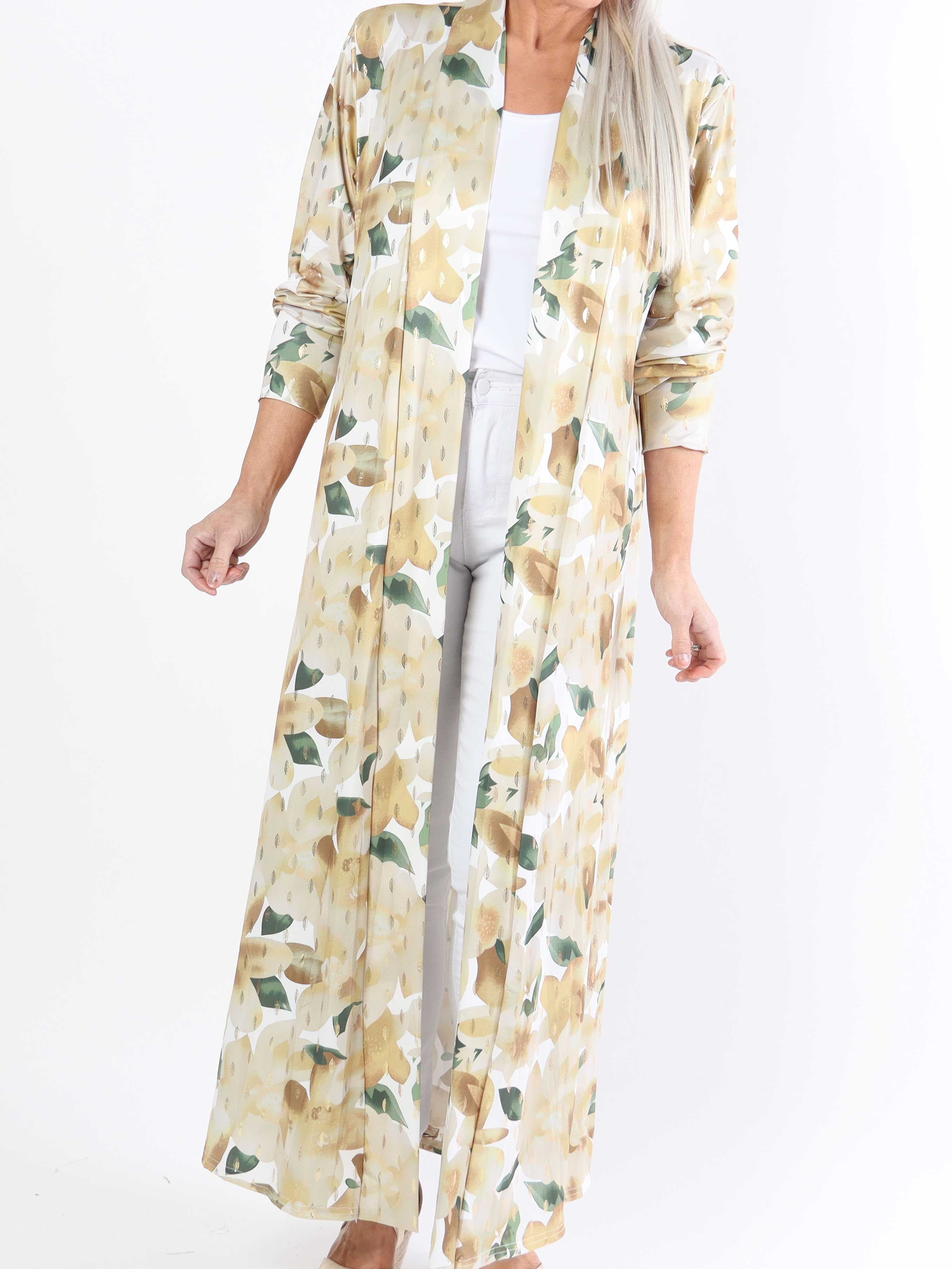 Mikkala Sweet Flower - Elastisk plus size kofta med tryck