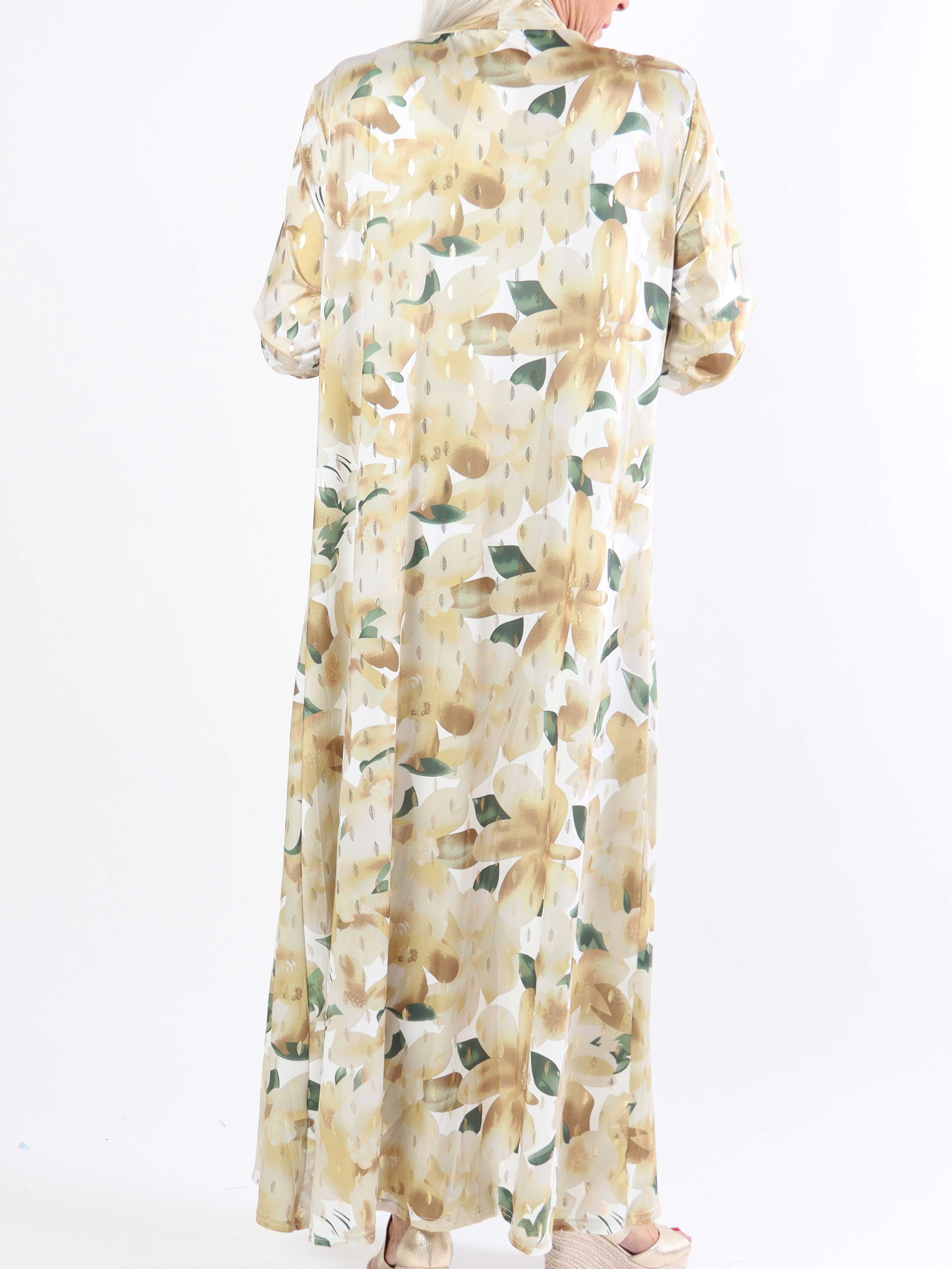 Mikkala Sweet Flower - Elastisk plus size kofta med tryck