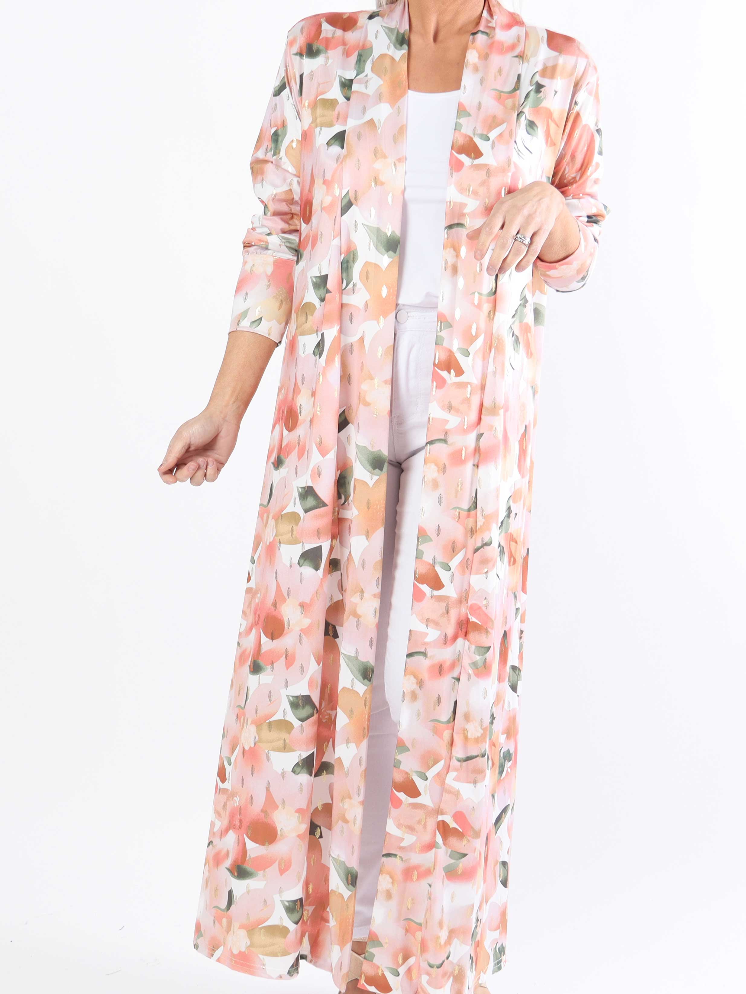 Mikkala Sweet Flower - Elastisk plus size kofta med tryck