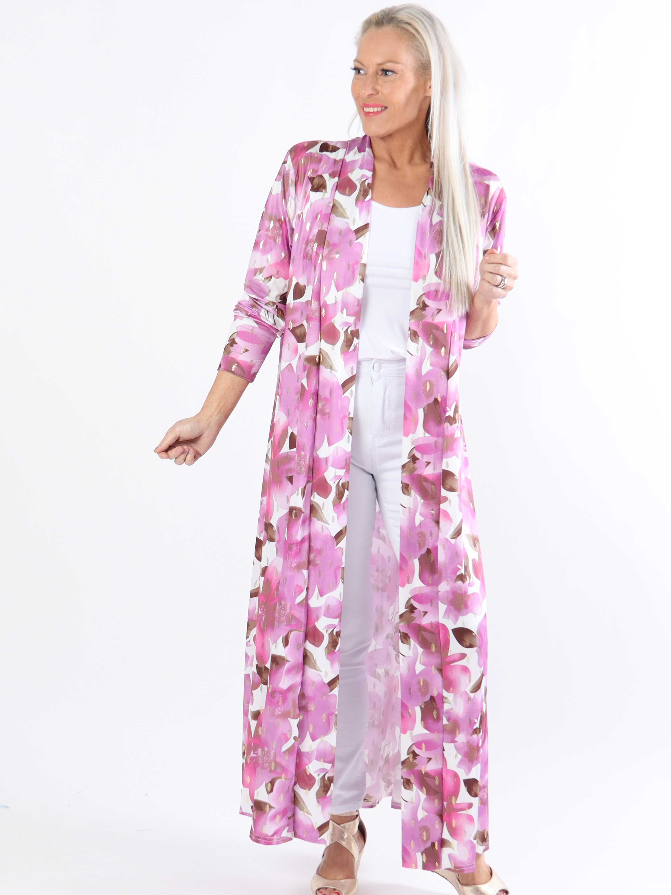 Mikkala Sweet Flower - Elastisk plus size kofta med tryck