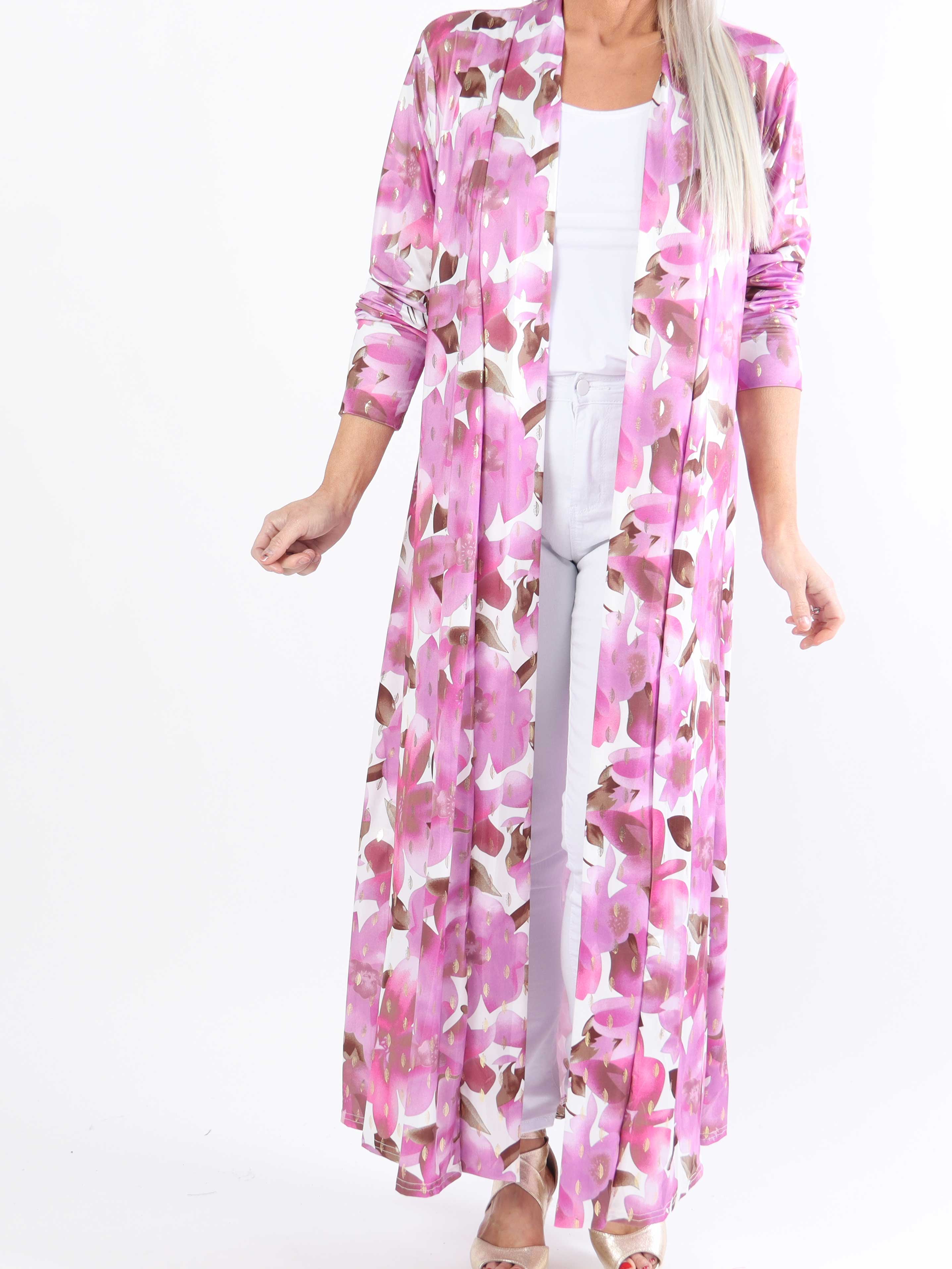 Mikkala Sweet Flower - Elastisk plus size kofta med tryck