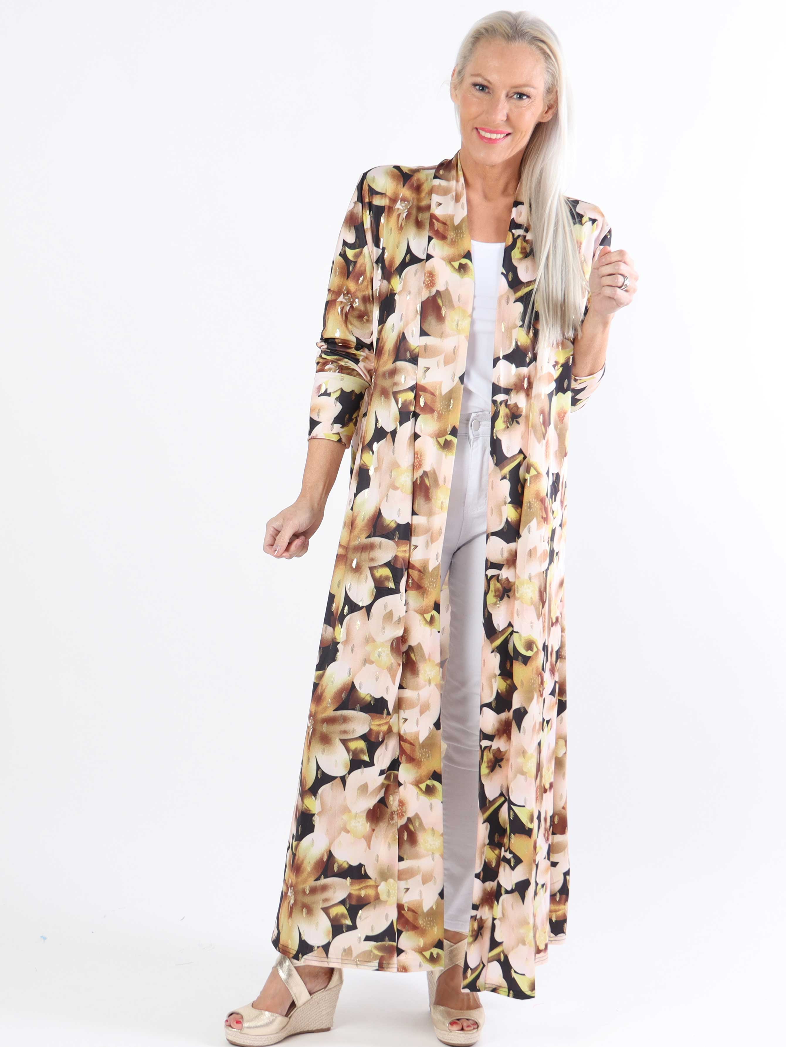 Mikkala Sweet Flower - Elastisk plus size kofta med tryck