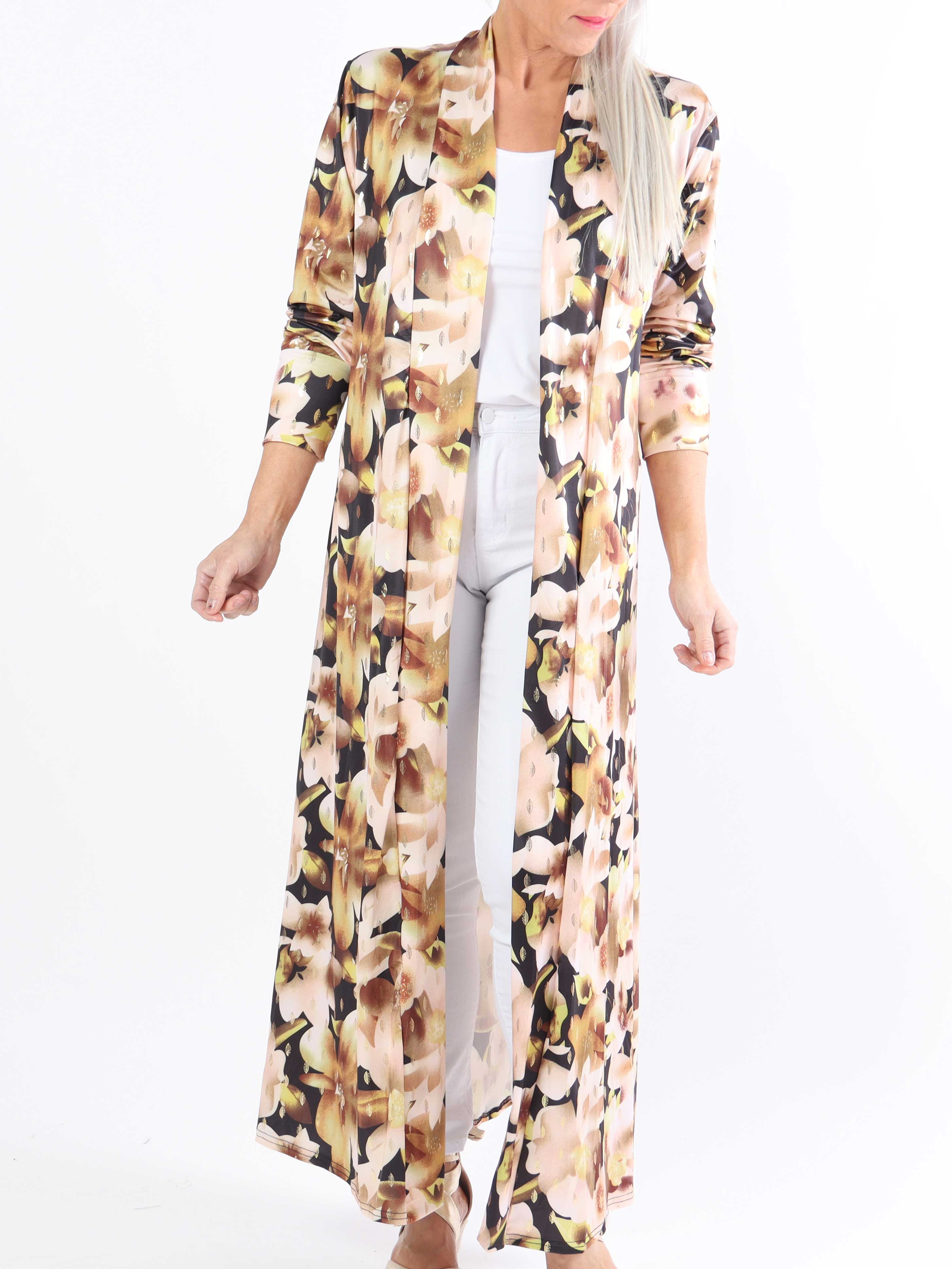 Mikkala Sweet Flower - Elastisk plus size kofta med tryck