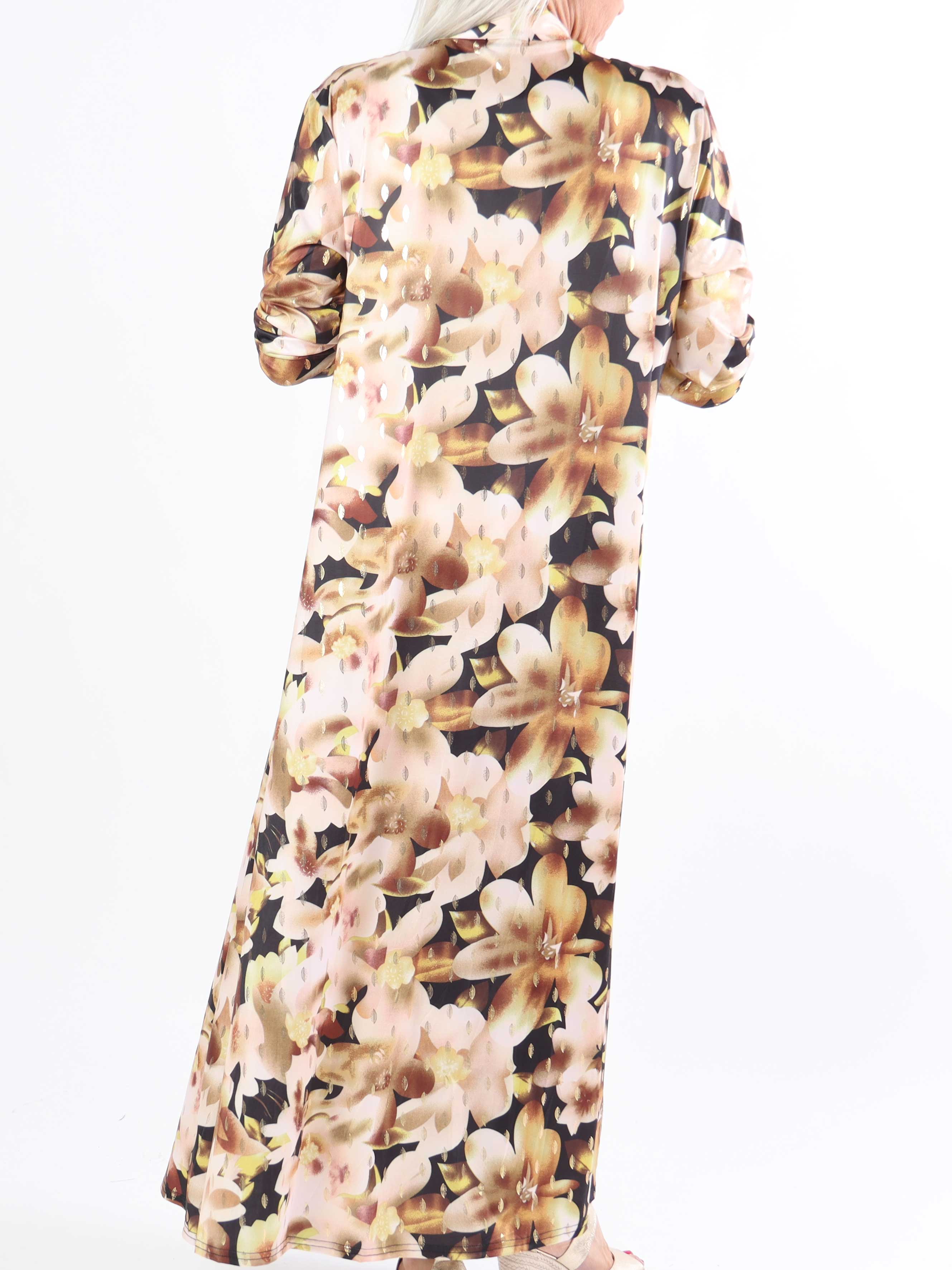 Mikkala Sweet Flower - Elastisk plus size kofta med tryck
