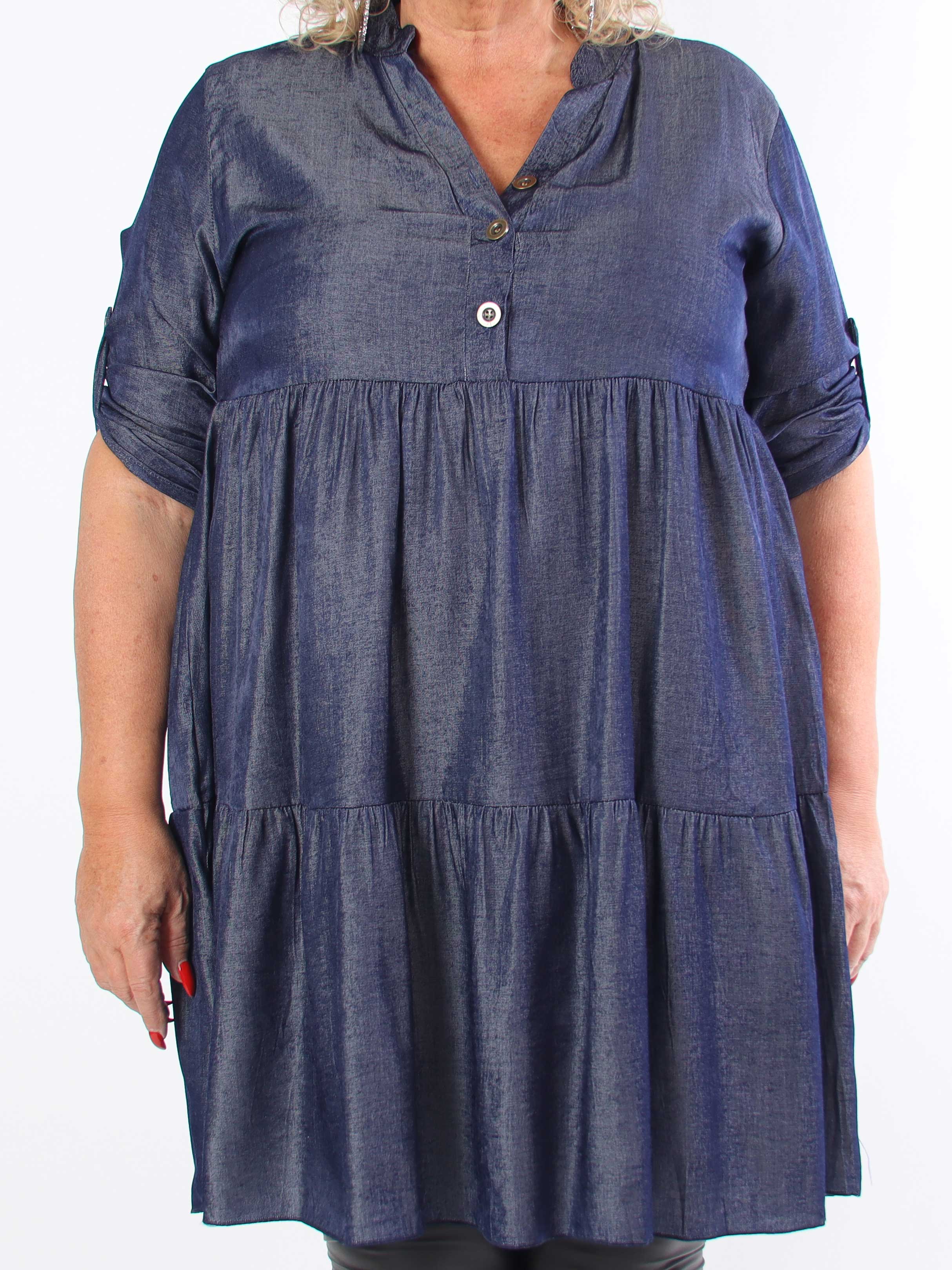 Milano Denim Midi - Plus size-klänning i viskos med lager-på-lager-look