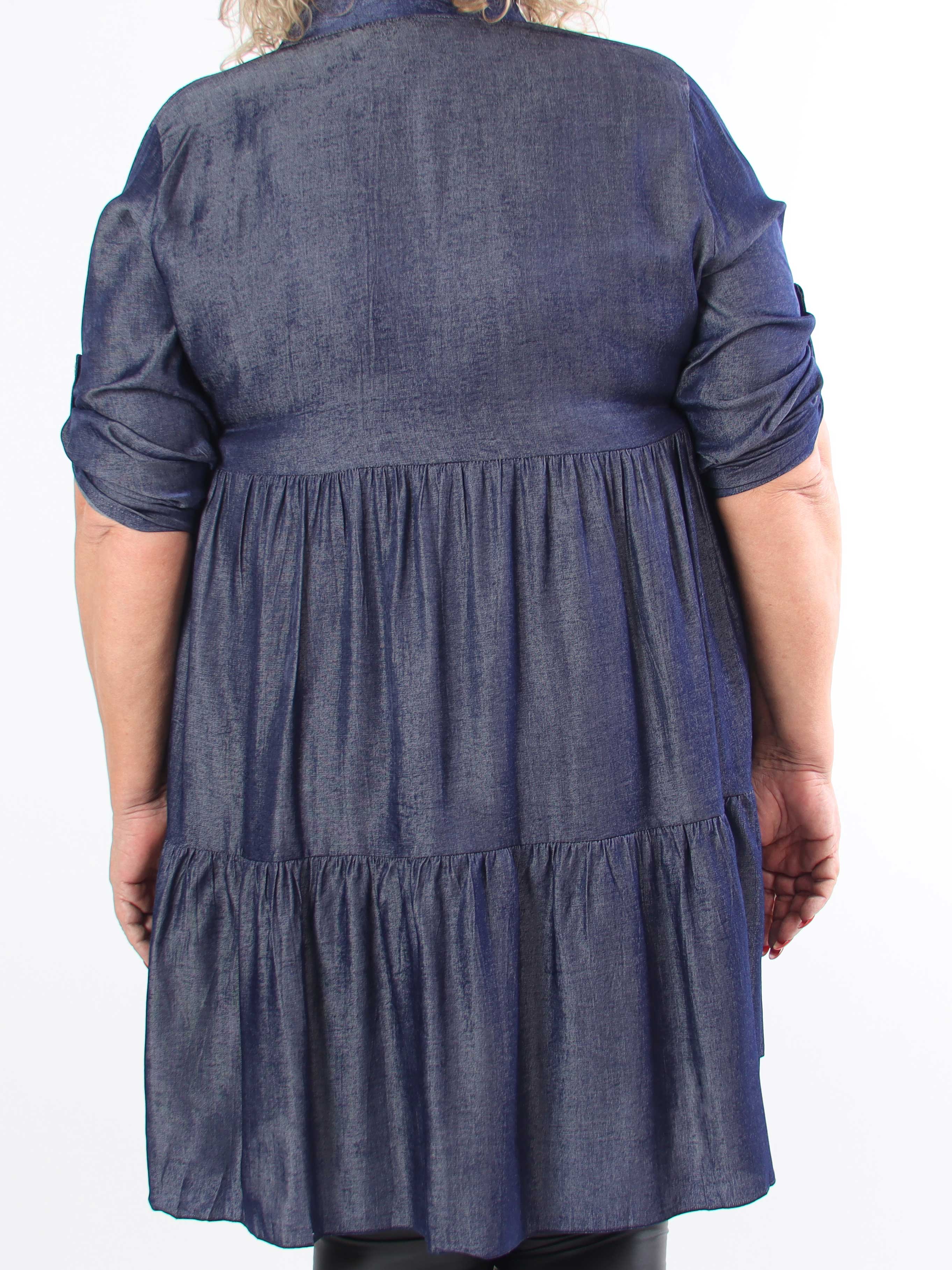 Milano Denim Midi - Plus size-klänning i viskos med lager-på-lager-look