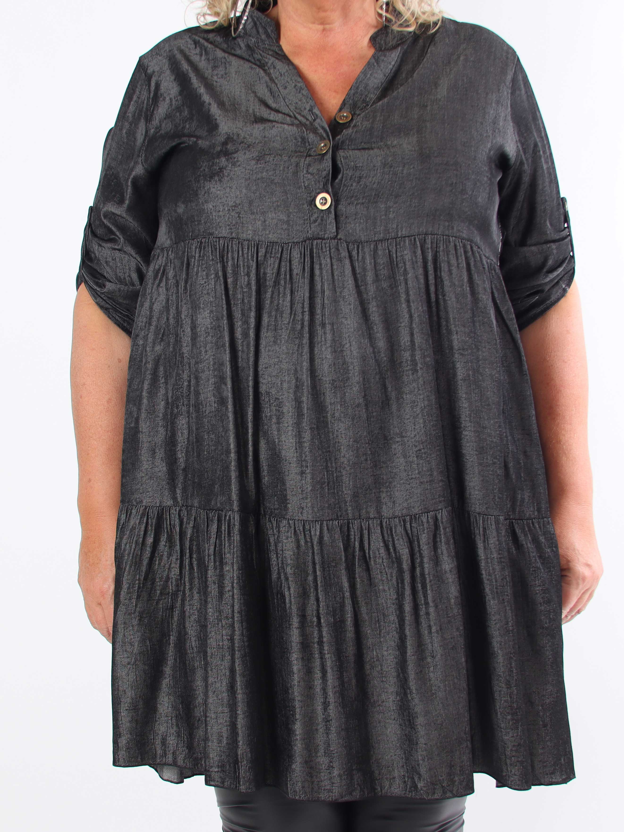 Milano Denim Midi - Plus size-klänning i viskos med lager-på-lager-look