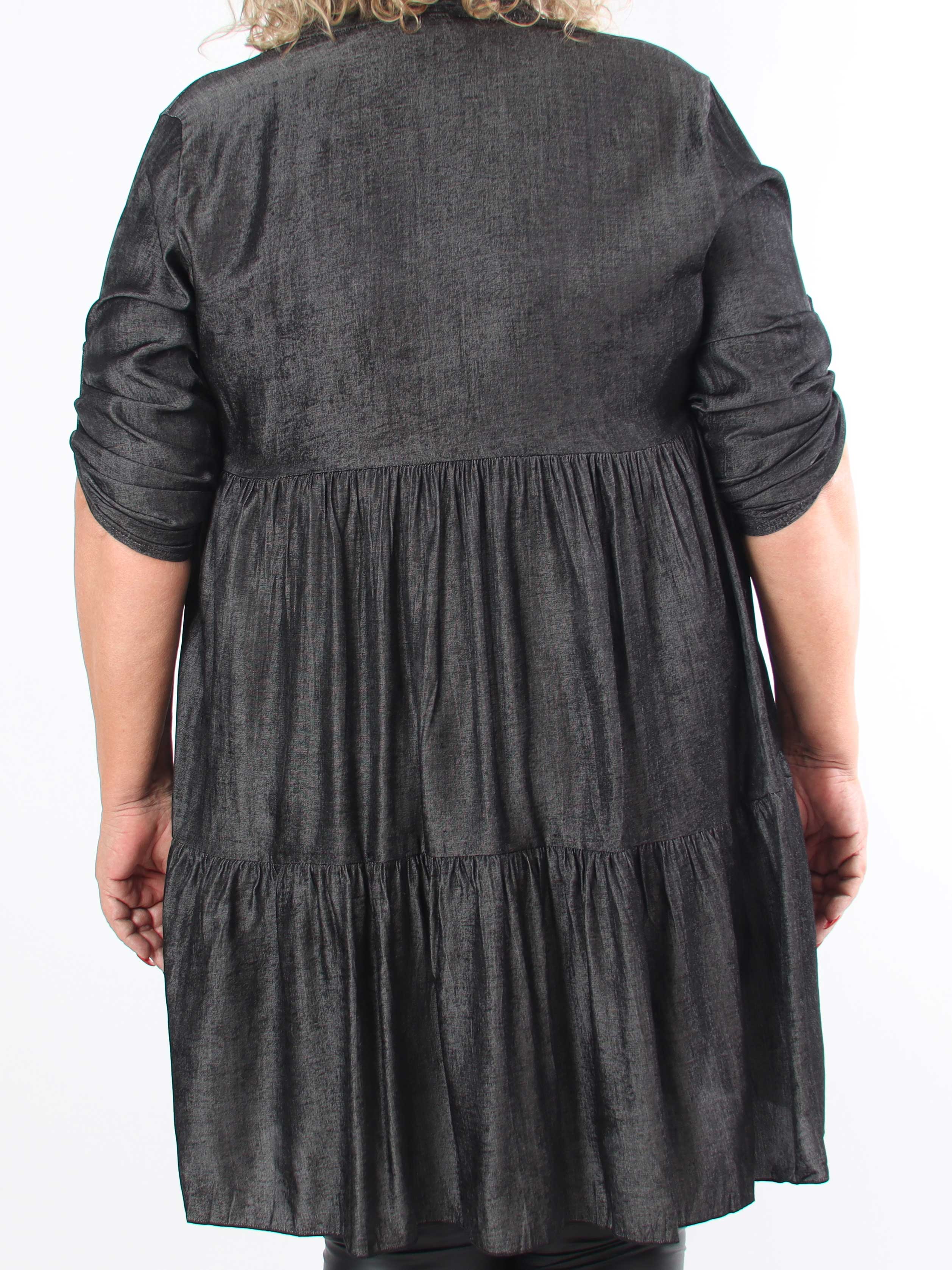 Milano Denim Midi - Plus size-klänning i viskos med lager-på-lager-look