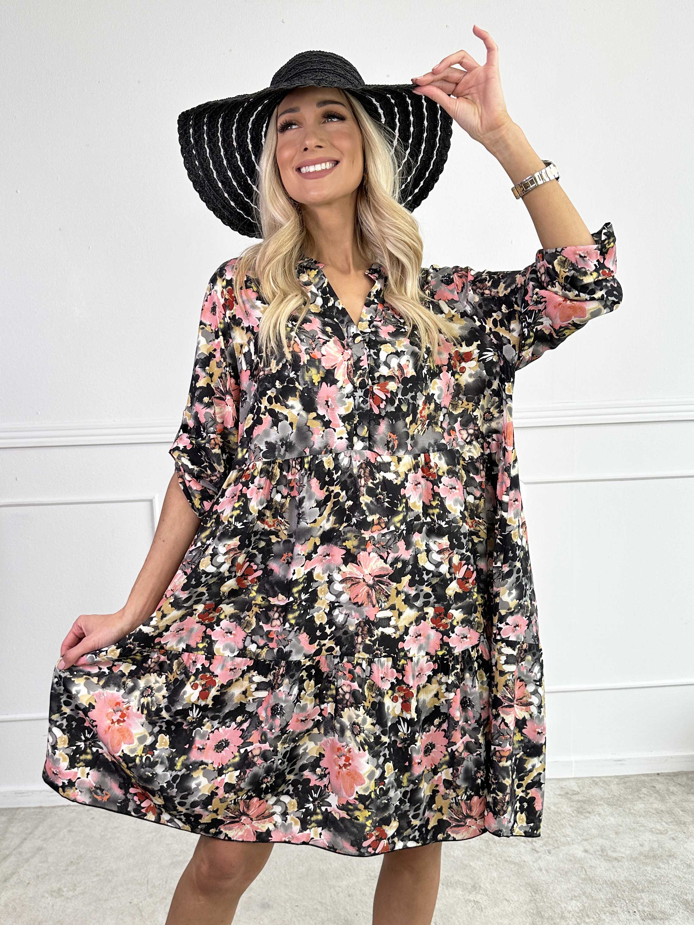 Milano Floral Viscose Midi - Klänning i viskos med blomstermönster